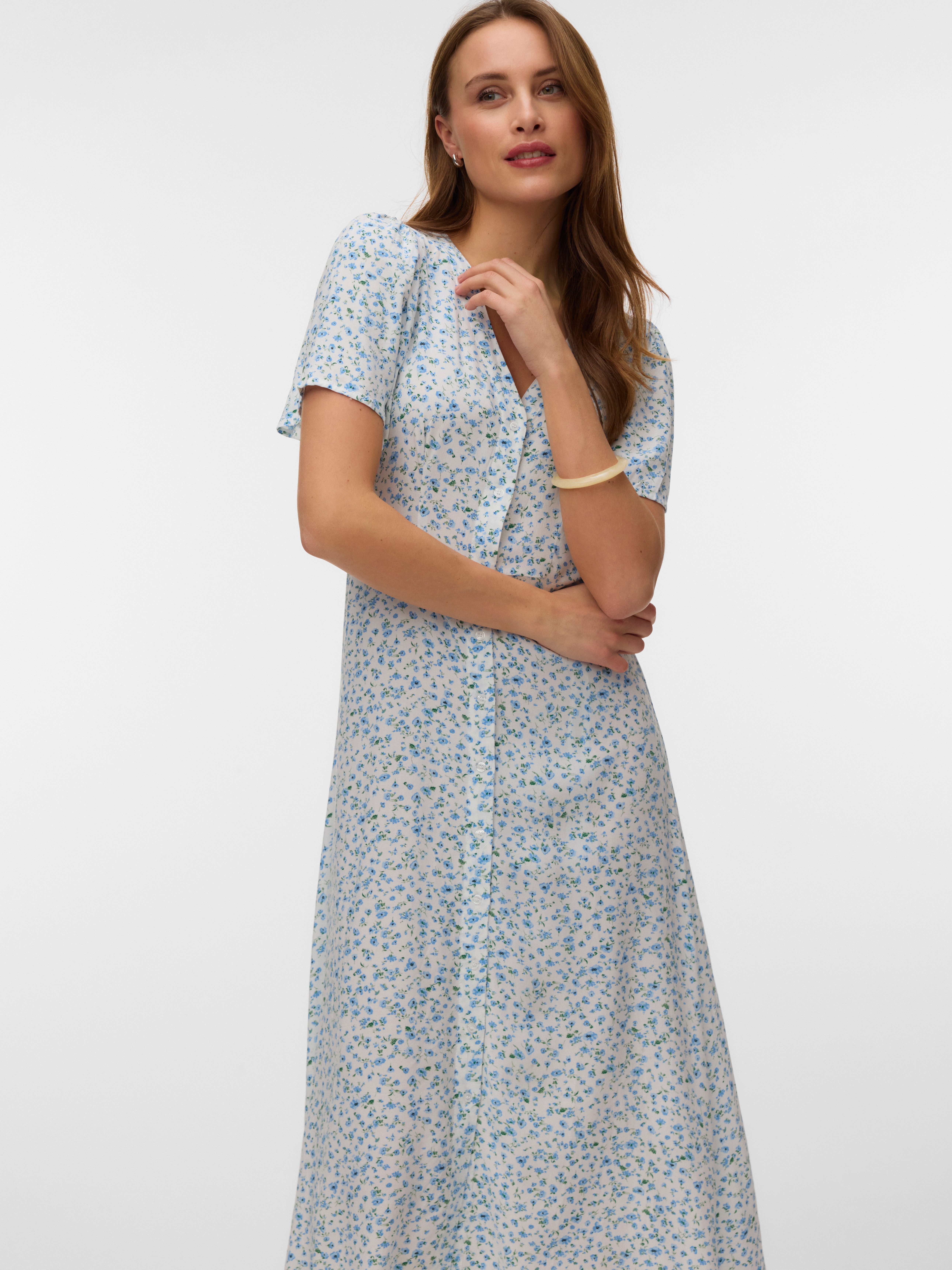 Vero Moda Sommerkleid VMALBA SS CALF DRESS WVN GA NOOS Viskose, regular fit