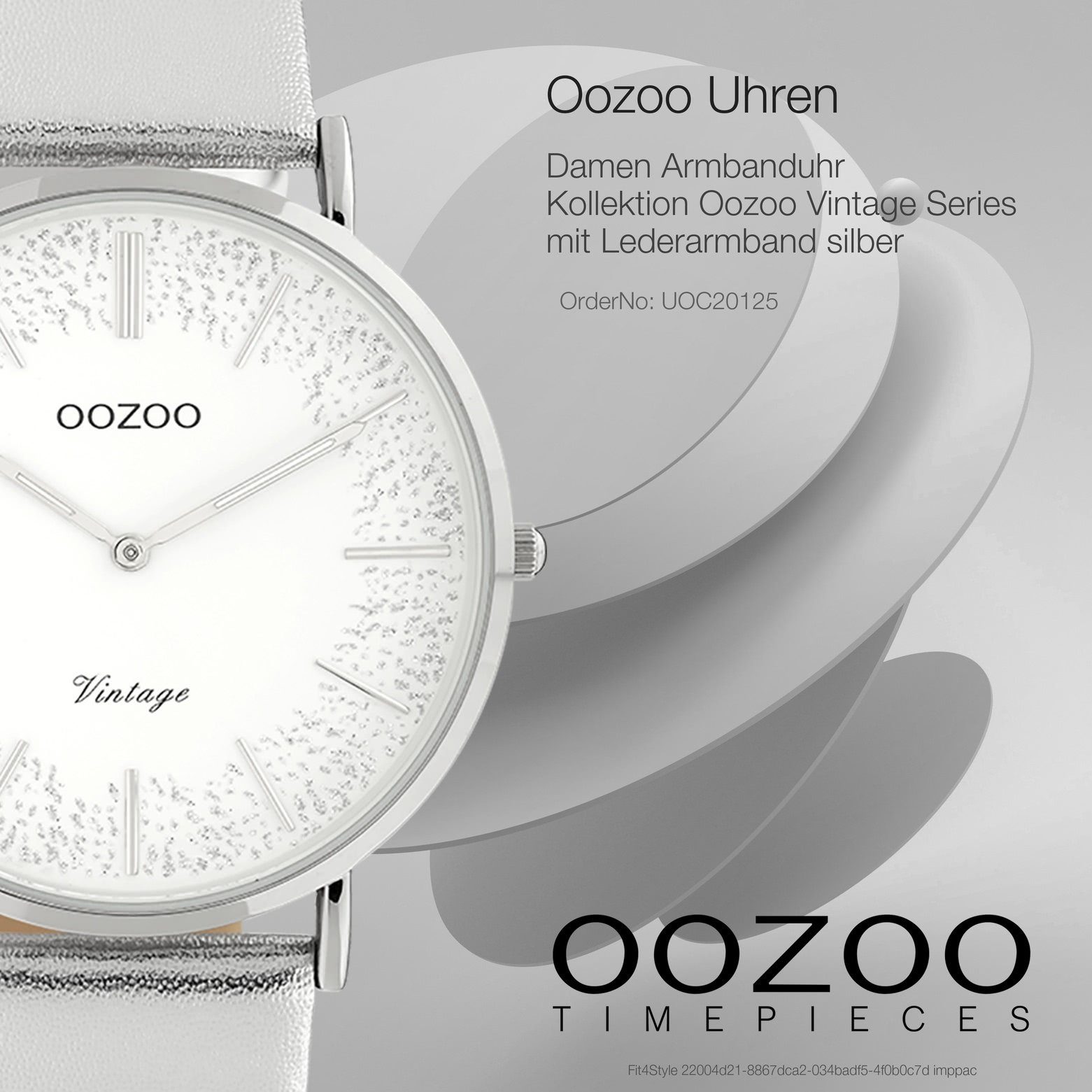 Lederarmband, OOZOO (ca. Elegant-Style 40mm) Analog, Armbanduhr Damenuhr groß rund, Damen silber Oozoo Quarzuhr