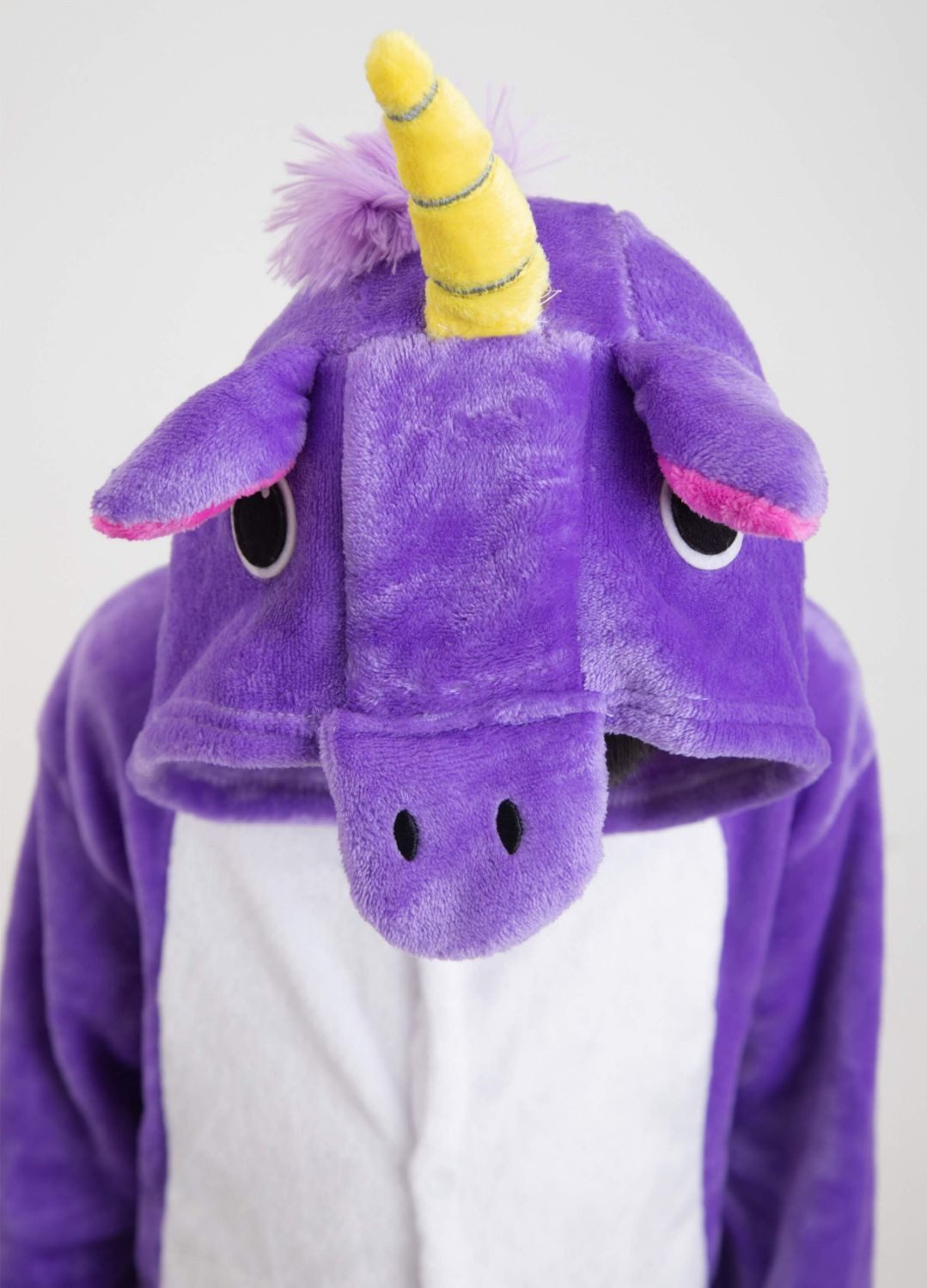 Corimori Jumpsuit Kinder Kostüm Jumpsuit Onesie verschiedene Designs (1-tlg) Fasching, Karneval, Tierkostüme Einhorn Lila 128-134 Mädchen Jungen – Bild 3 von 5