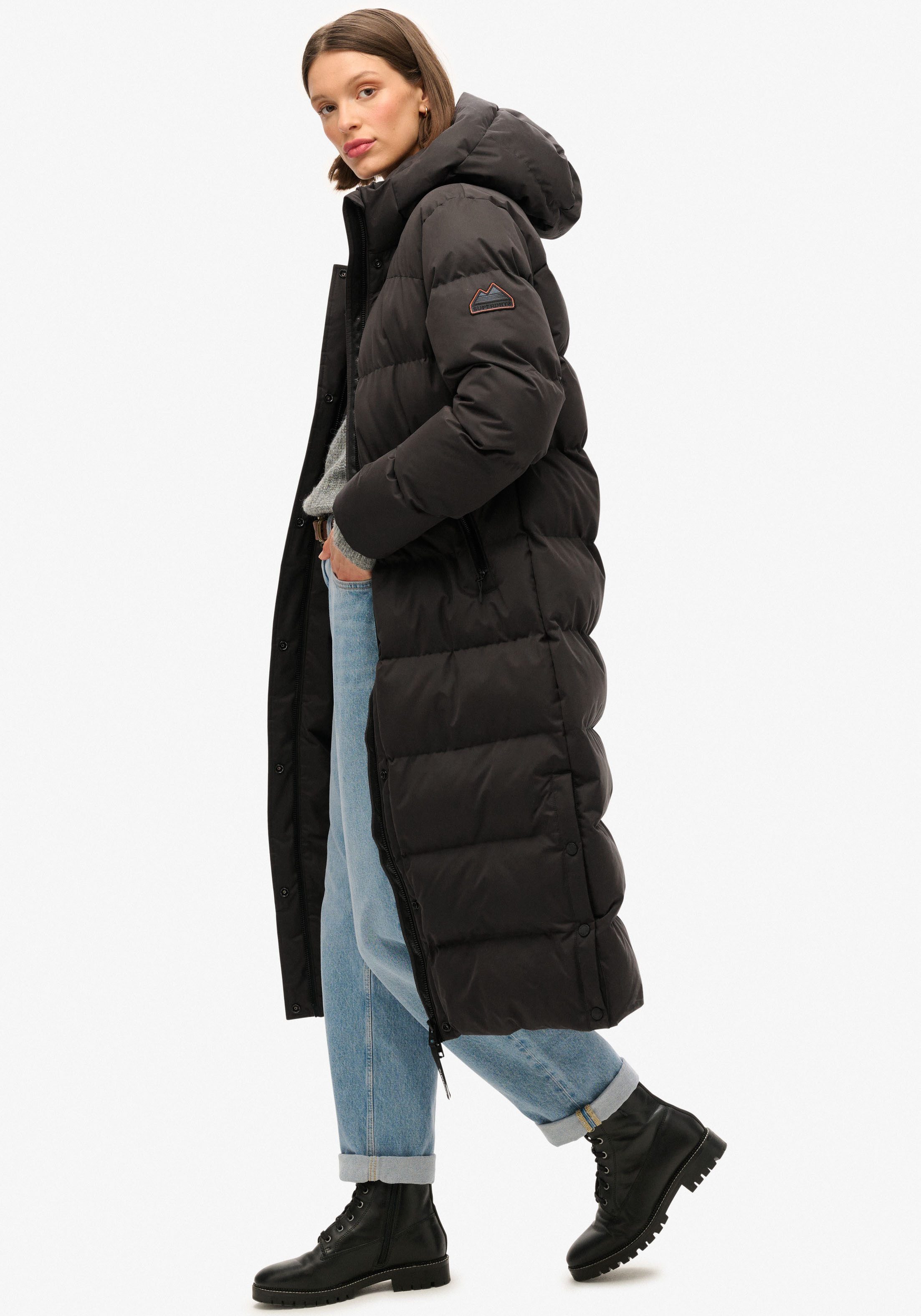 Superdry Steppjacke MICROFIBRE LONGLINE PUFFER JKT