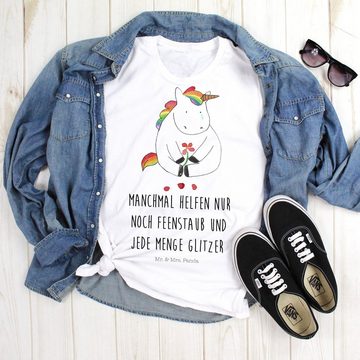 Mr. & Mrs. Panda T-Shirt Einhorn Traurig - Weiß - Geschenk, Geburstag, Blume, Unicorn, Männer, (1-tlg)