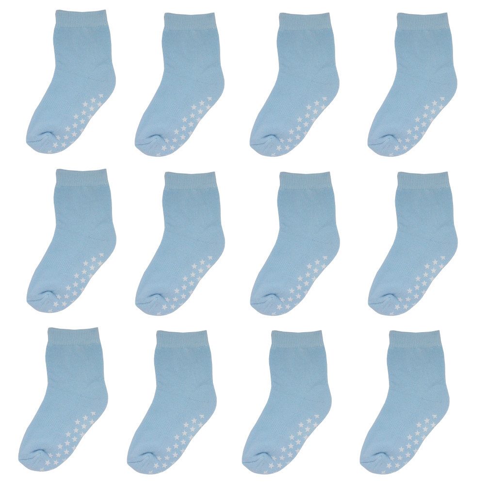 Yalion Langsocken Babysocken Kinder Anti Rutsch Socken 12 Paar Weich Atmungsaktiv Unisex (Set, 12-Paar, 12 Paar) Rutschfeste Sternen-Noppen