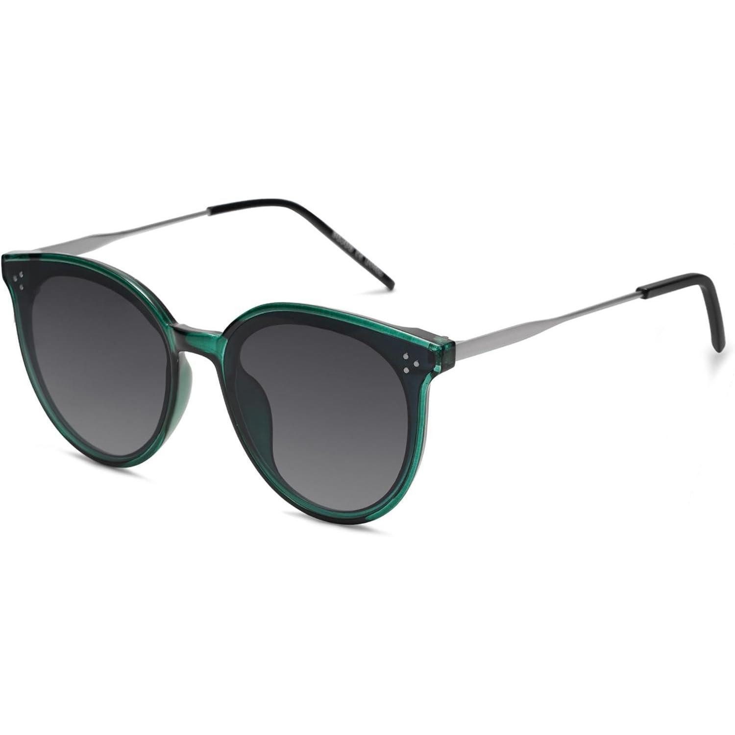 LuxusKollektion Retrosonnenbrille Sonnenbrille Damen Retro Cateye UV400 Übergroß Rund Grün Grau