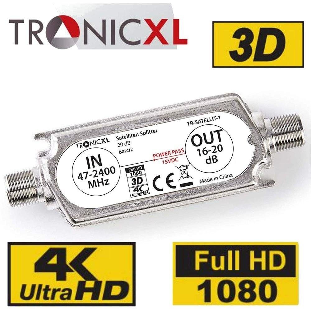 TronicXL 2-Fach Verstärker DVBS HD Splitter Sat mit Leistungsverstärker Antennenverteiler digital