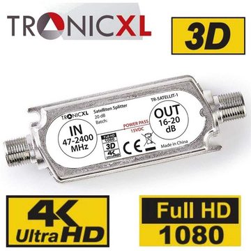 TronicXL 2-Fach Antennenverteiler Splitter mit Sat Verstärker digital HD DVBS Leistungsverstärker