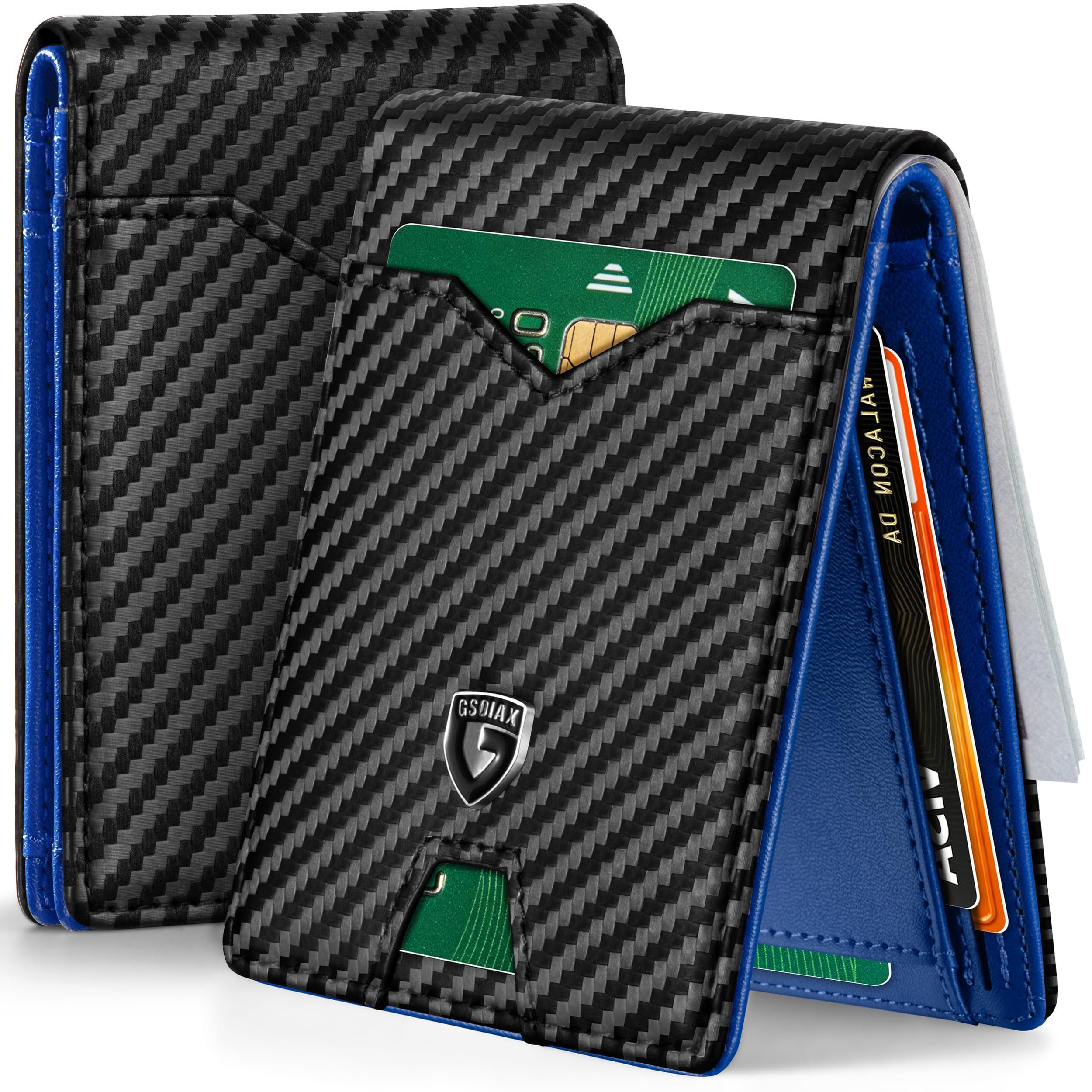 Forrlite Mini Geldbörse Geldbörse Herren Slim Wallet RFID Blocking Kohlefaserleder (Portmonee Herren mit 11 Kartenetui, Ausweisfenster, Geldscheinklammer, Minimalistischer Geldbeutel Herren,Geldbörse Herren mit RFID Schutz, Portmonee Portemonnaie Herren klein, Slim Wallet mit Münzfach, Mini Geldbörse Herren&Damen, Kreditkartenetui Kartenetui-Geldbeutel)