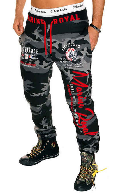 Jaylvis Jogginghose Herren Trainingshose Sport Hose Camouflage Uni Marine Royal