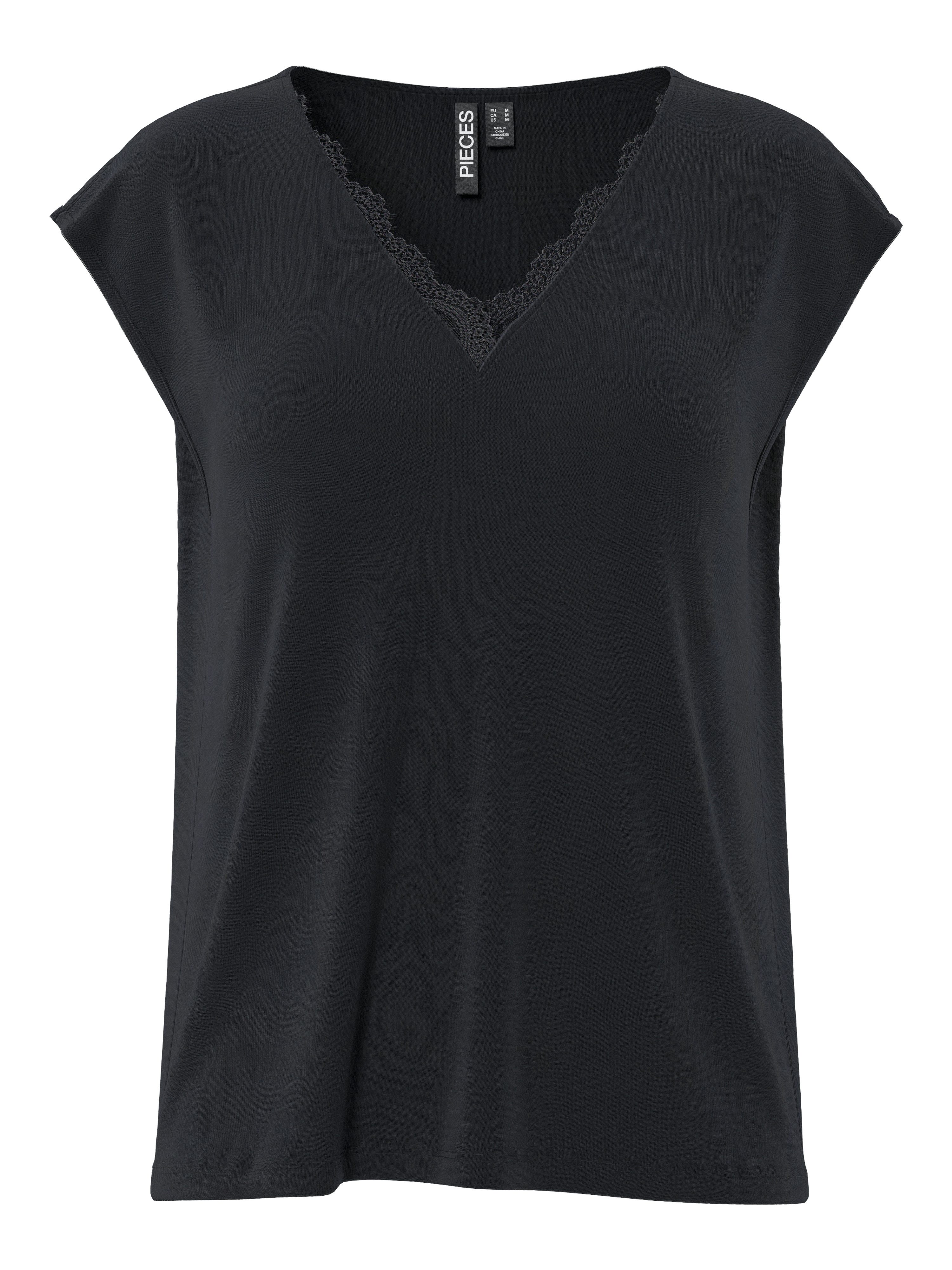pieces Kurzarmshirt PCKAMALA LACE V-NECK TEE JRS NOOS BC günstig online kaufen