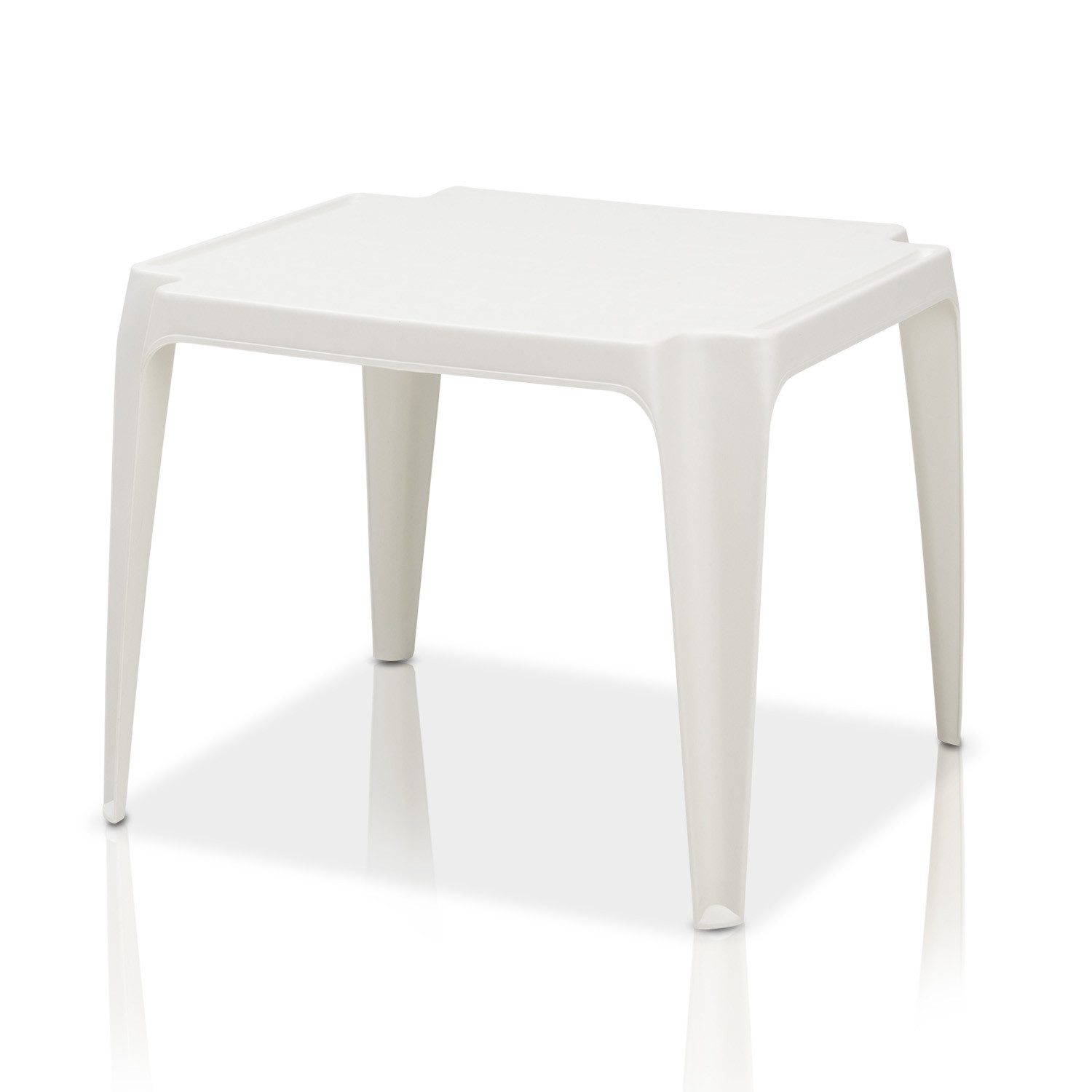 KHG Kindertisch Kindertisch für Garten & Kinderzimmer, Pflegeleichte Oberfläche (kindgerechte Höhe 44 x 50 x 50 cm, Outdoor, robust wetterfest), Pflegeleicht, Wetterfest, Stabil, Stapelbar