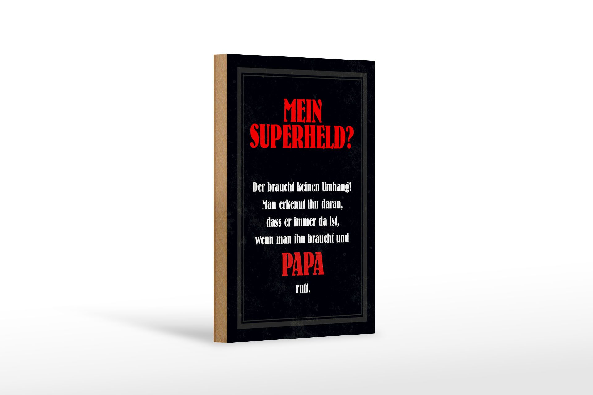 Holzbild Spruch 12x18 cm mein Superheld Papa