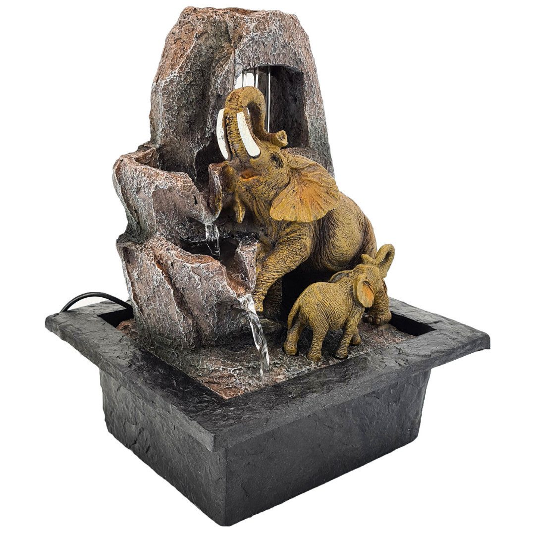 abc HOME Zimmerbrunnen Elefanten, elektrisch, LED, Wasserpumpe