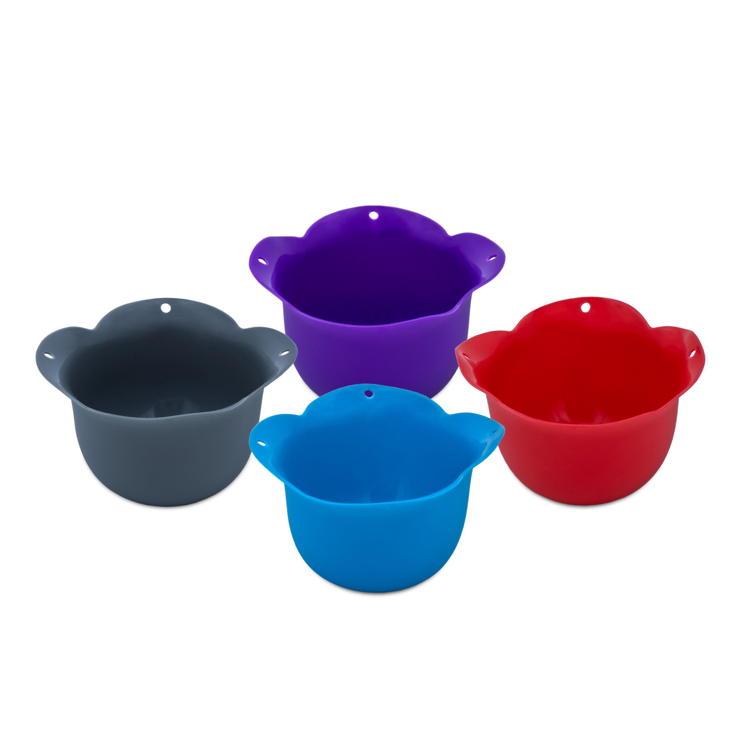 Spetebo Eier-Pochierer aus Silikon in 4 Farben sortiert, (Eierpochierform 4-tlg), Spülmaschinen geeignet