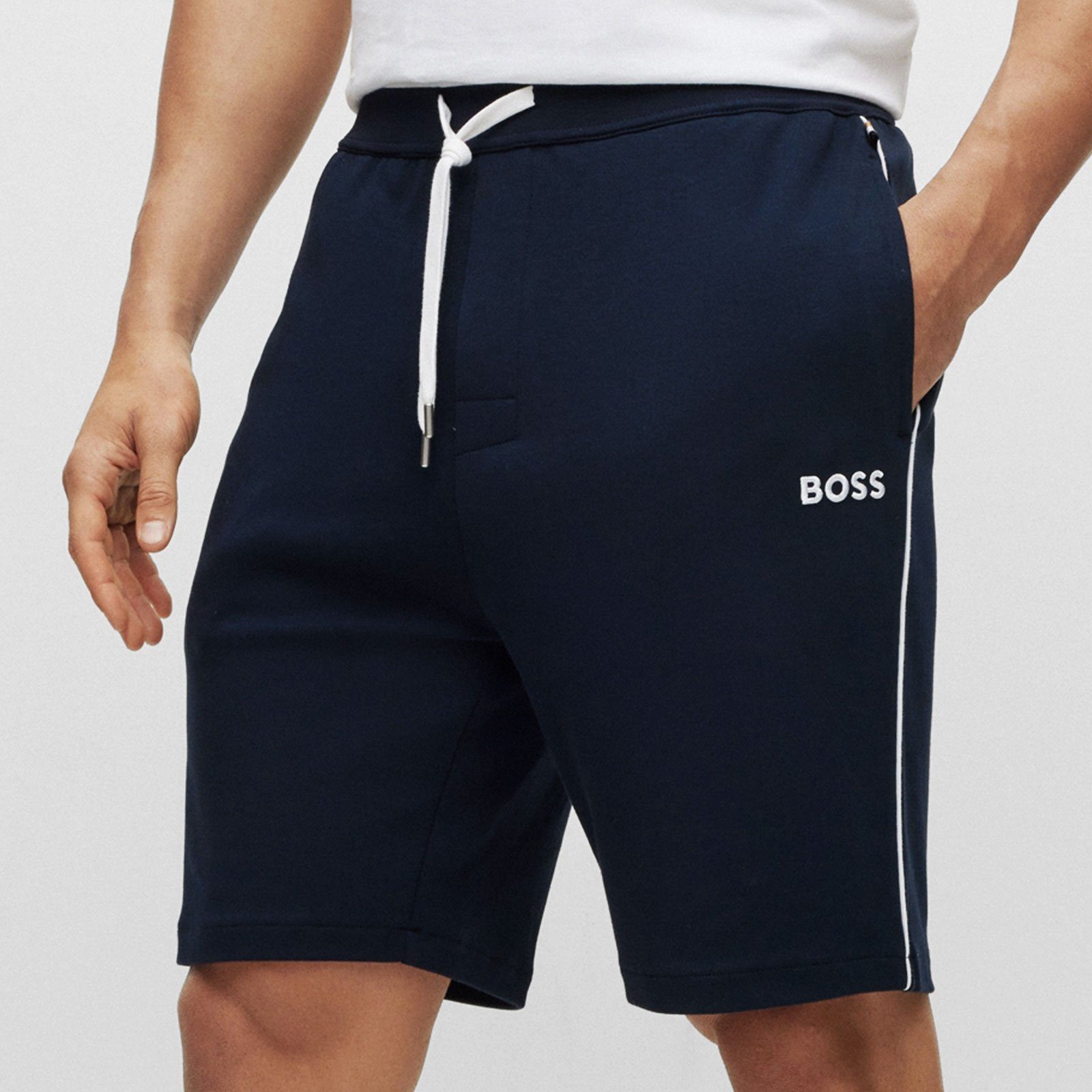 mit Core und am BOSS Shorts Streifen Shorts Bund Paspeln seitlichen