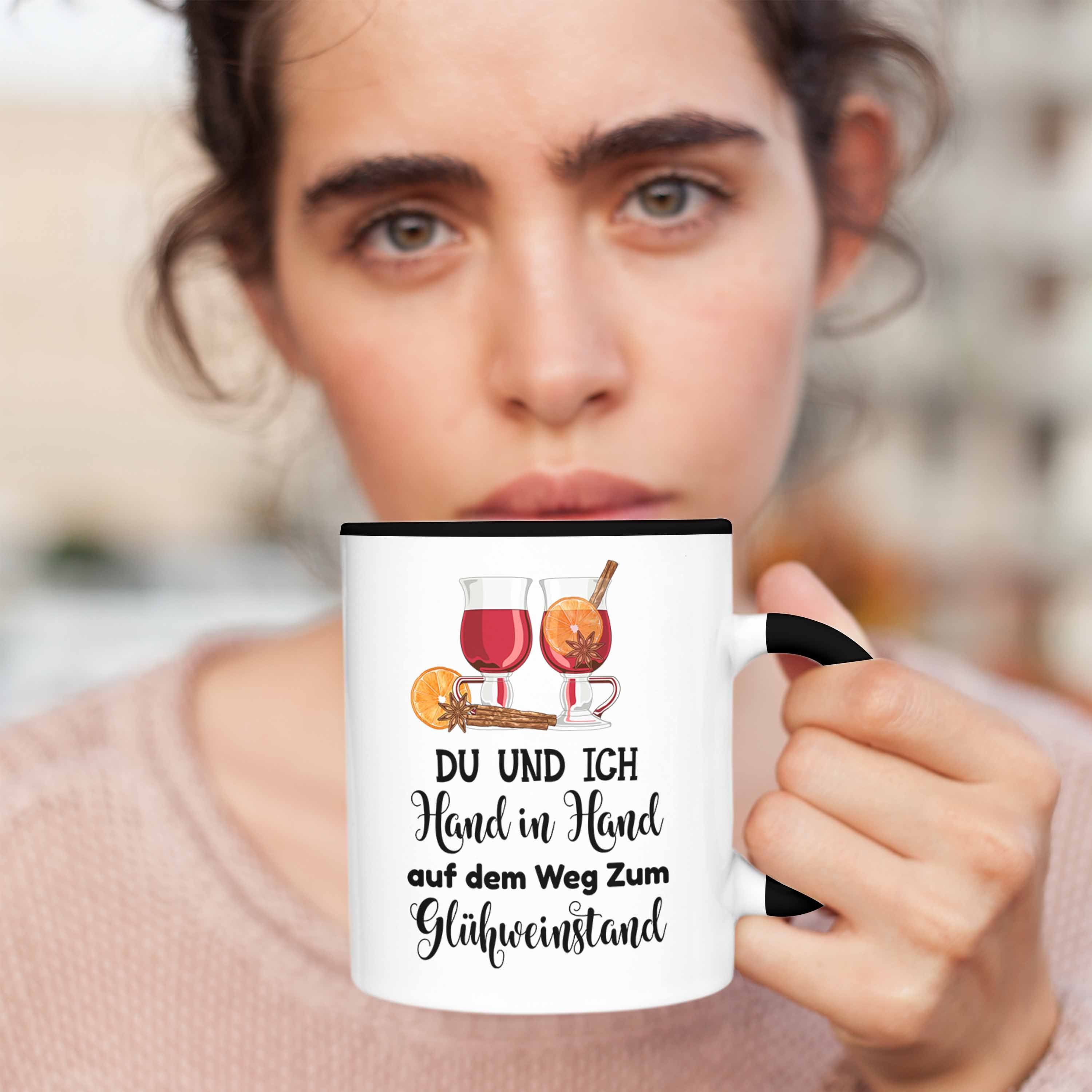 Henkel Hand Trendation Doppelwandig Hand Lustig Tasse Glühweinstand - In Glühweintassen Glühwein Tasse - Zum Spruch Schwarz Tassen Geschenk Glühweinbecher Becher mit Weihnachtsmarkt Gläser Trendation