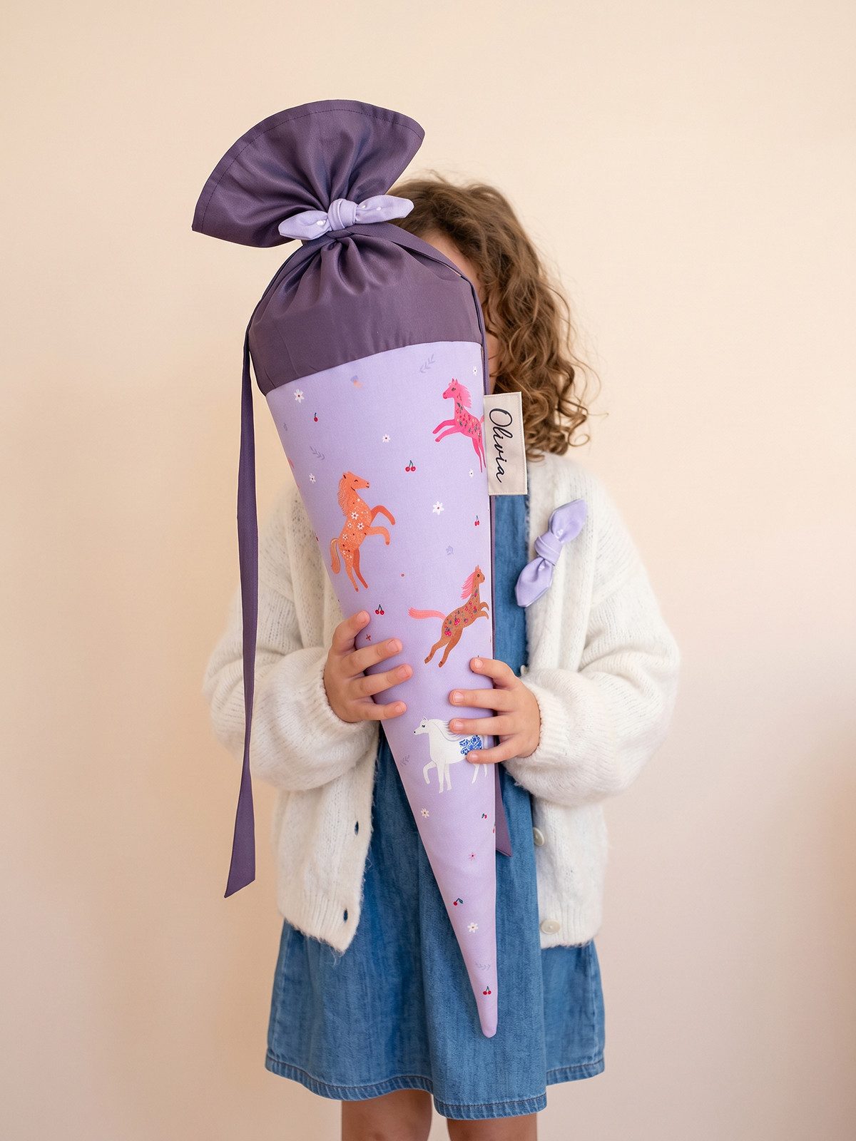 coopz Schultüte Pferd 70 cm Set mit Haarschleife - Personalisierung möglich