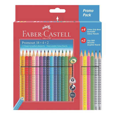 Faber-Castell Buntstift Colour GRIP, (Colour-GRIP, 24-tlg), inkl. 4 Neon- und 2 Bleistiften