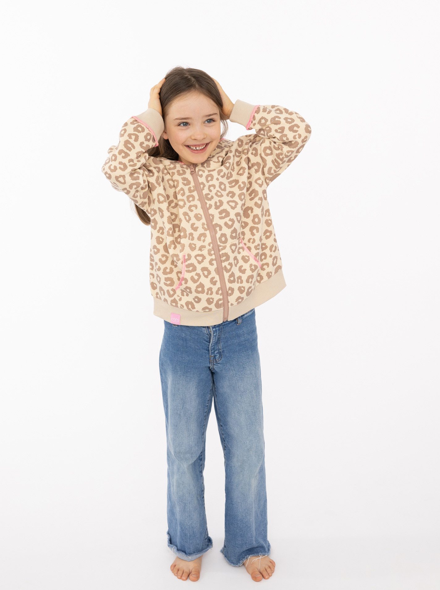 Zwillingsherz Kapuzensweatjacke "Soft Leo" Mini-Me, mit Leo Muster, Zipper und Taschen