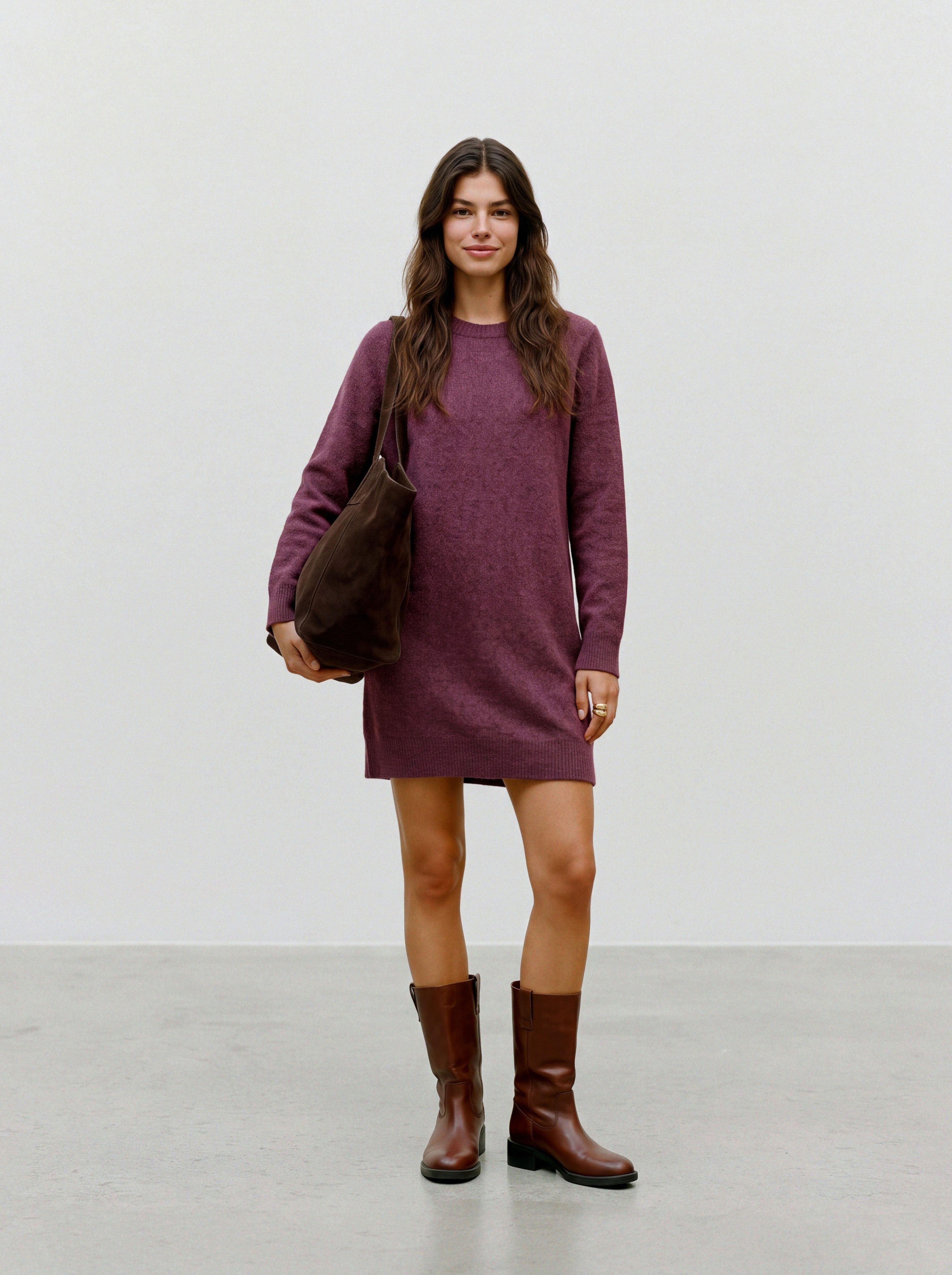 Vero Moda Strickkleid VMDOFFY LS O-NECK DRESS GA NOOS Materialmix mit Stretch, locker geschnitten – Bild 3 von 5