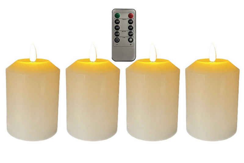 F-H-S International LED-Kerze (Set, 5-tlg), 4 St. creme Fernbedienung Wachs Dimmer 4 Timer 7,5x10cm