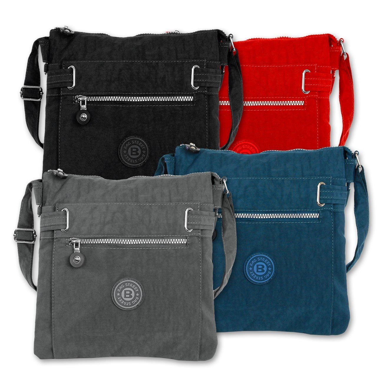 BAG STREET Umhängetasche Bag Street Damentasche Umhängetasche (Umhängetasche), Damen, Jugend Umhängetasche Nylon, stone, braun ca. 26cm x ca. 27cm