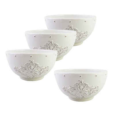 Neuetischkultur Dessertschale Dessertschale Keramik weiß 4er-Set Bessie, Keramik, (2-tlg), Müslischale Salatschale