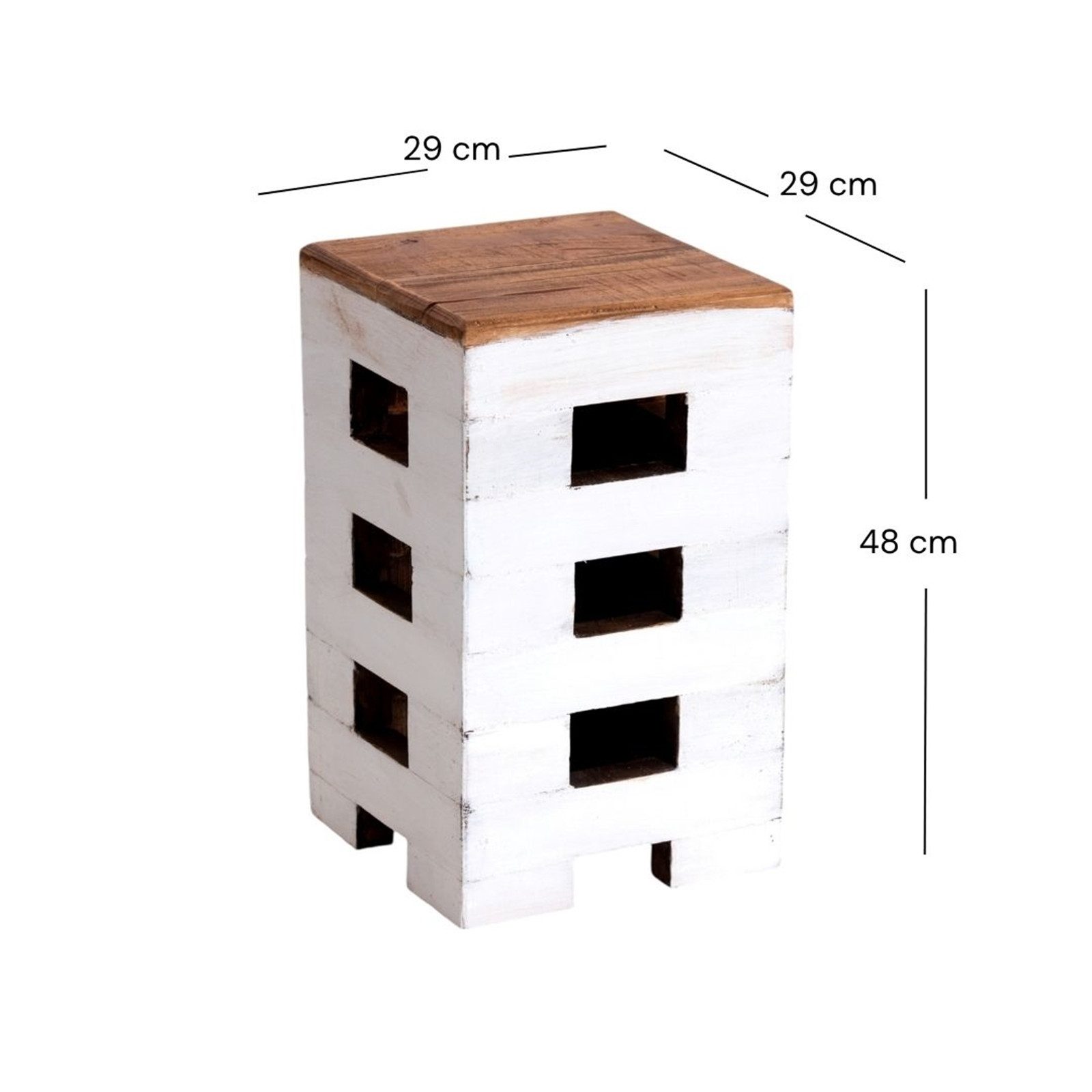 DESIGN DELIGHTS Hocker SITZHOCKER "BRICK", 48x29cm (HxB), Altholz massiv, Holzhocker, 06 w