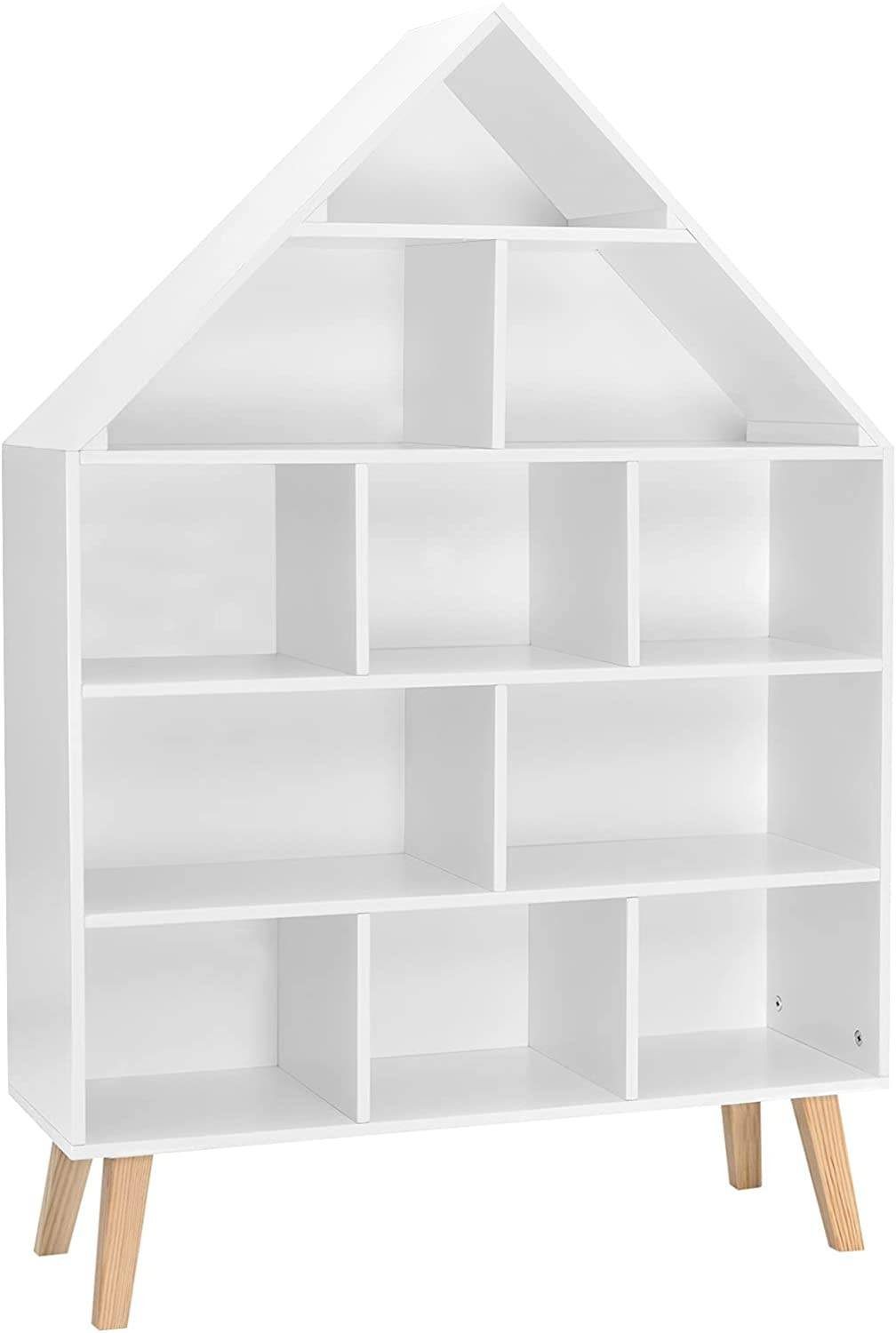 Woltu Bücherregal, 1-tlg., Standregal Hausform Kinderregal mit 5 Ebenen, Weiß