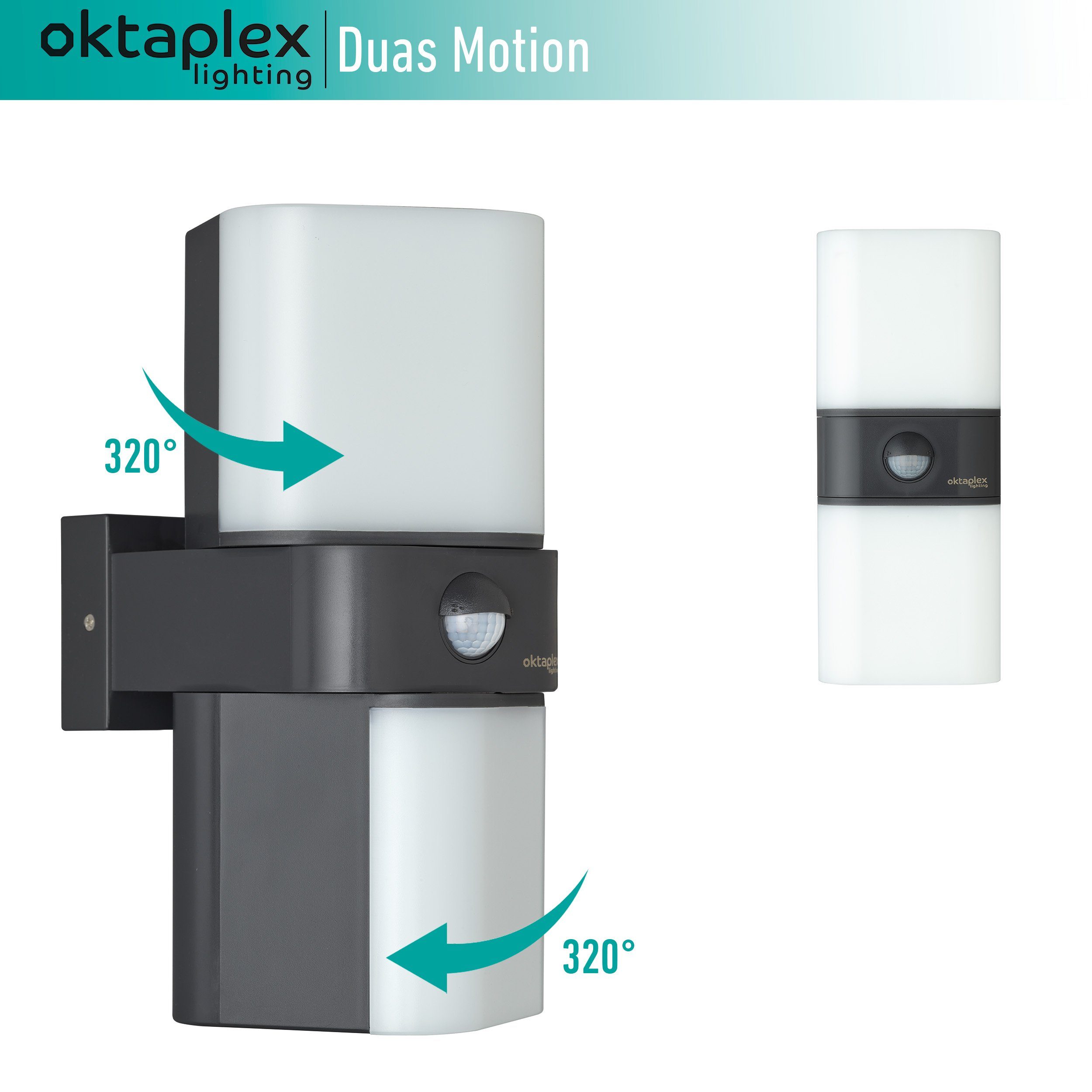 Oktaplex Außenleuchte Mit Bewegungsmelder - Elegante Wandlampe Mit E27 Fassung, IP44 Schutz & 7m Reichweite (Silber)