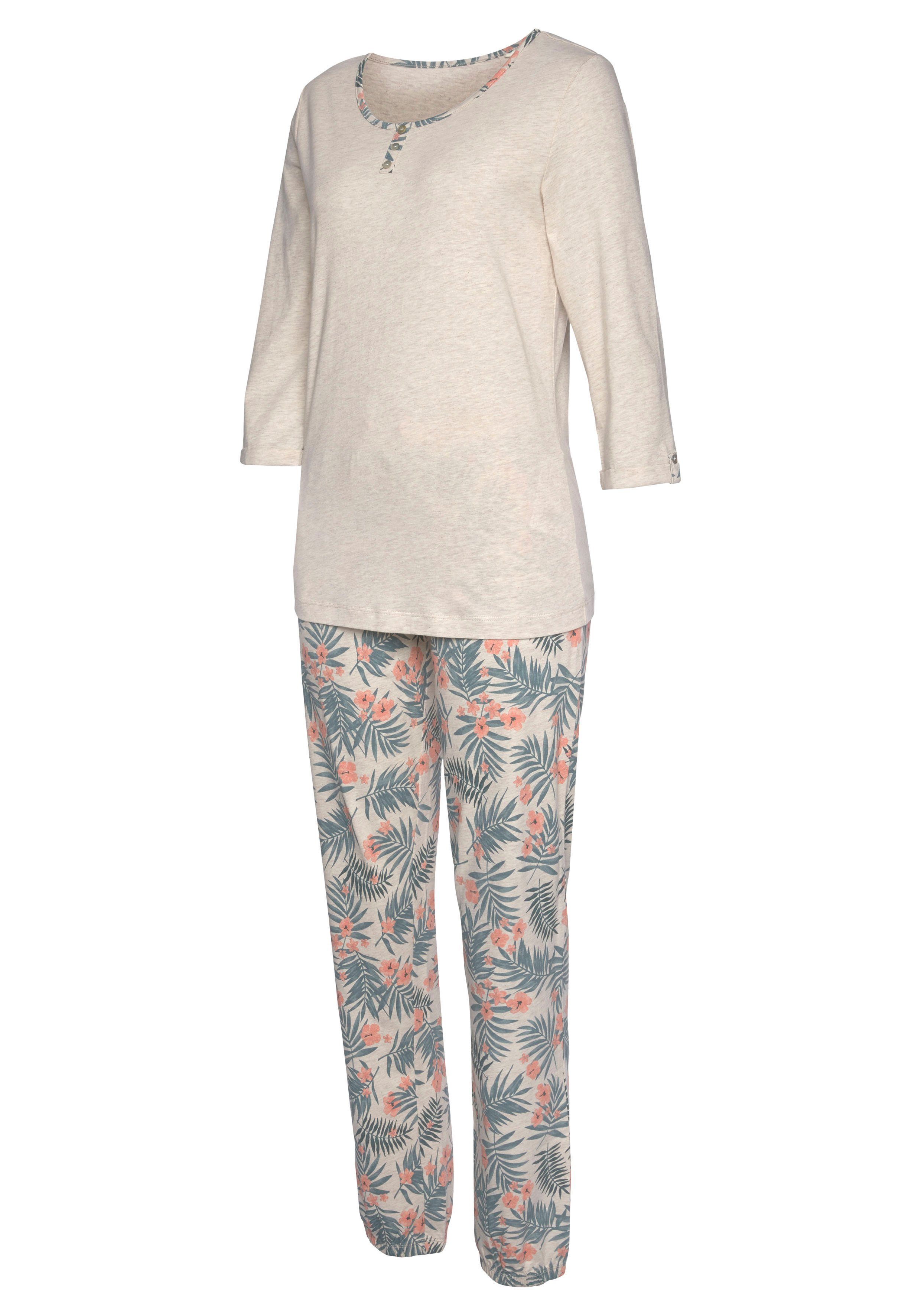 LASCANA Pyjama (Set, 2 tlg) mit gemusterter Hose