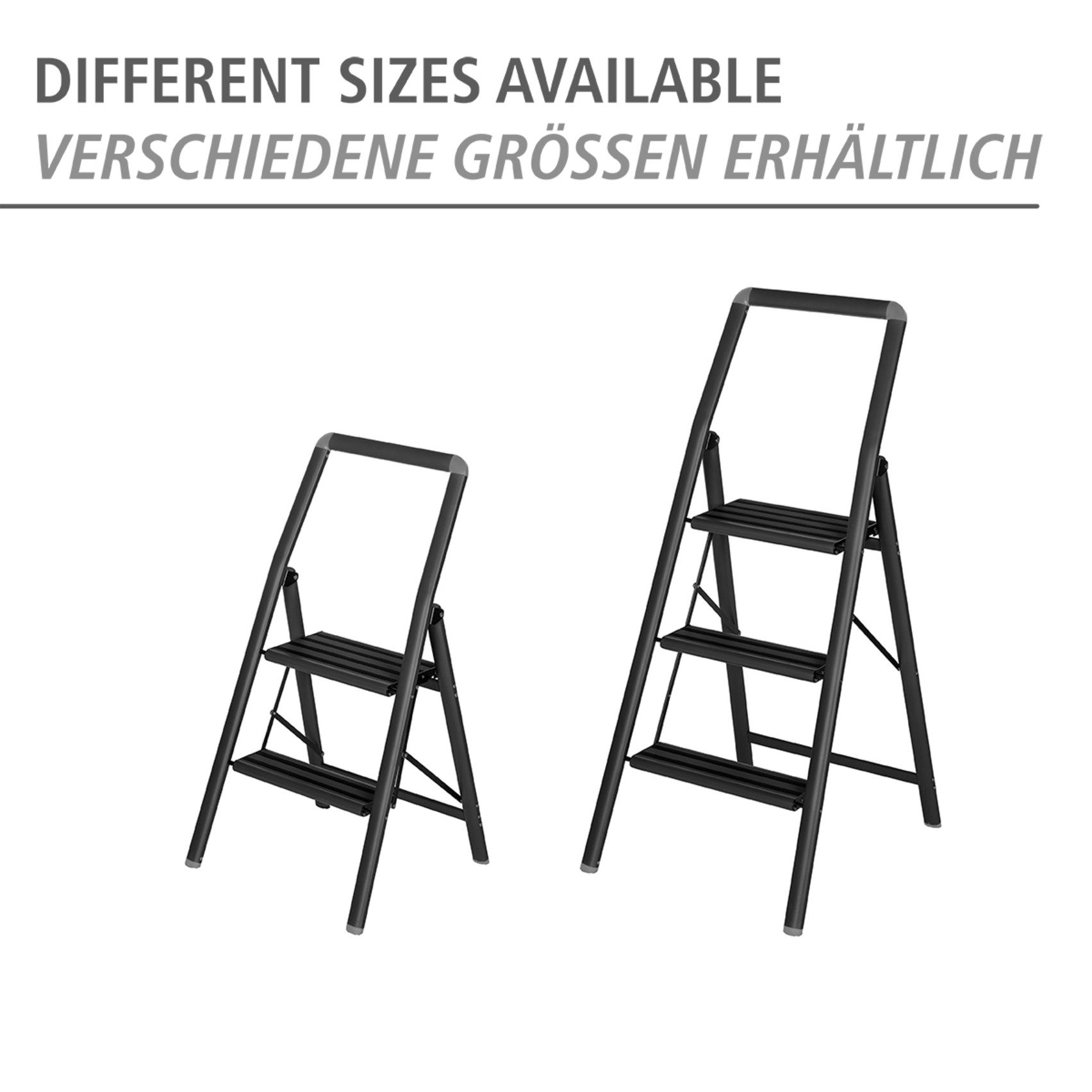WENKO Trittleiter Modell Alu-Compact, Klapptritt (1-St), leichte, mit Anti-Rutsch-Füßen zusammenklappbare Leiter