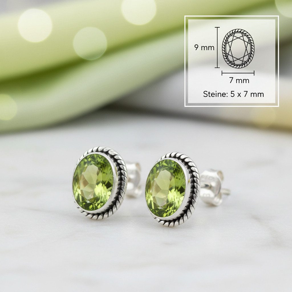 mantraroma Paar Ohrstecker NOHA aus 925 Silber mit Peridot (Paar, Paar Ohrr günstig online kaufen
