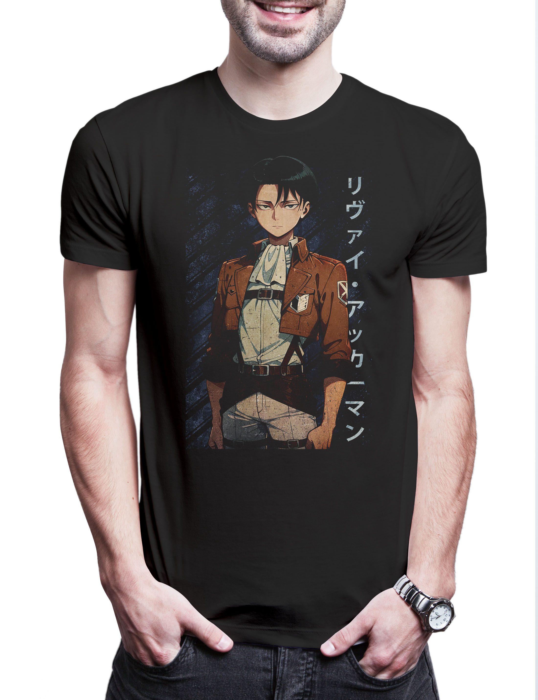 Print-Shirt Levi Ackerman Herren T-Shirt Attack Shingeki No Kyojin AOT On Titan