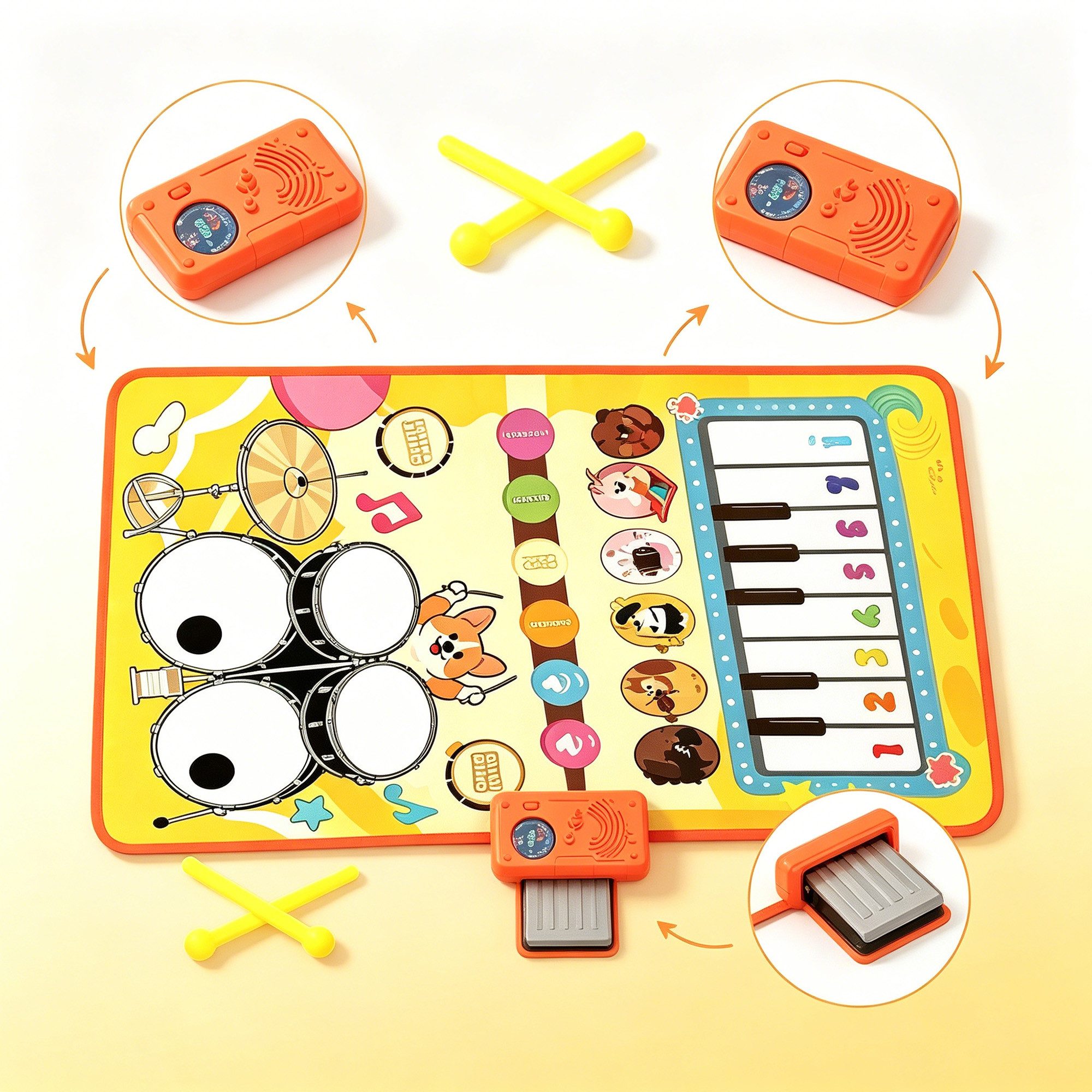 Luckice Babymöbel-Set Kinderspielzeug Baby Spielzeug Musikmatte Klaviermatte Kinder, (Set, 1-tlg., ab 1 2 3 Jahre 19 Liedern 10 Tieren Geschenk Mädchen Junge), Baby Spielzeug Musikmatte Weihnachts Geburtstag
