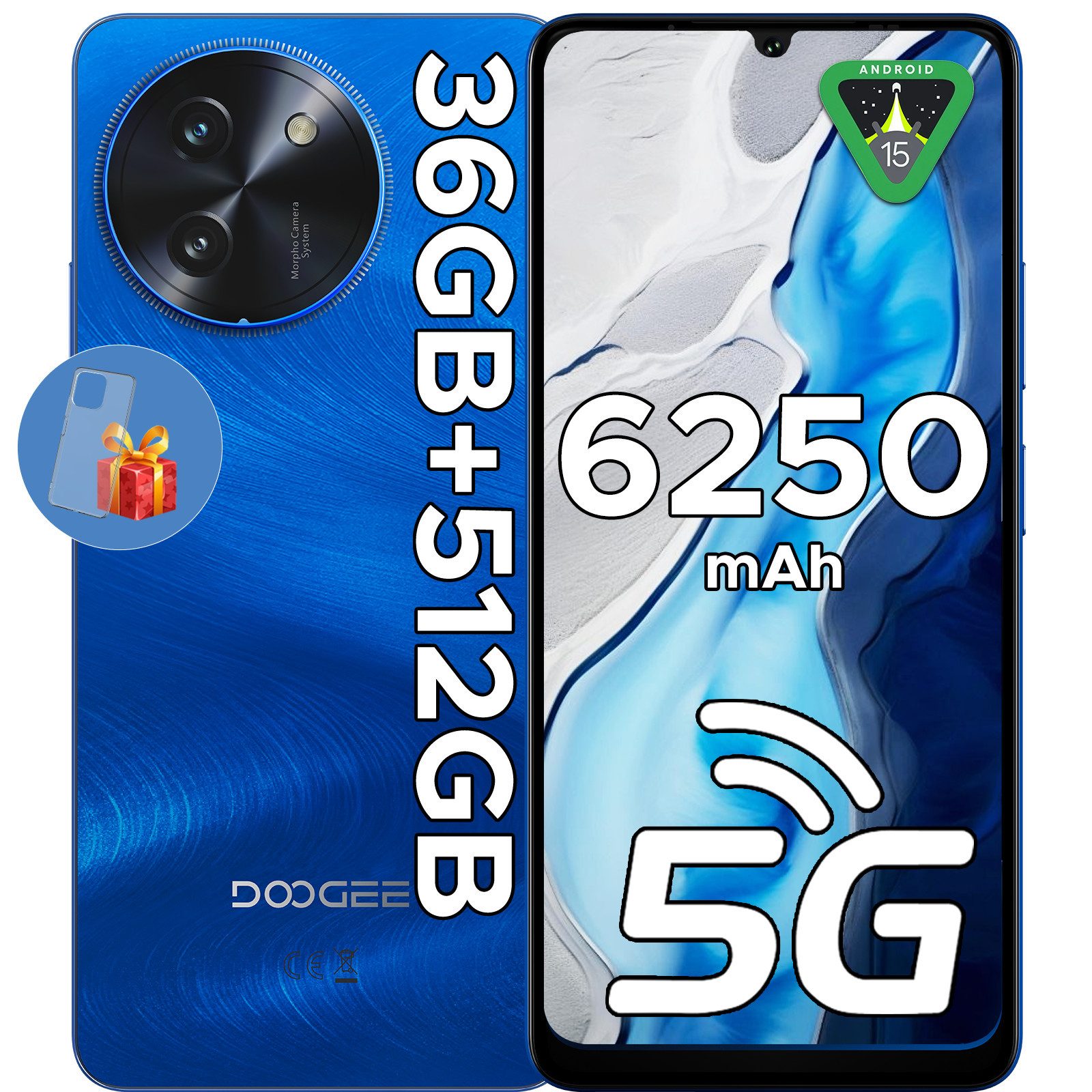 DOOGEE NOTE 59 PRO+ 5G 512GB ROM+36 GB RAM (12 + 24 GB erweitert) 6,75Zoll Smartphone (6.75 Zoll, 512 GB Speicherplatz, 50 MP Kamera, 6.75" HD+ 120Hz, 50MP+8MP, 6250mAh, Dual SIM/ OTG/ GPS/ NFC)