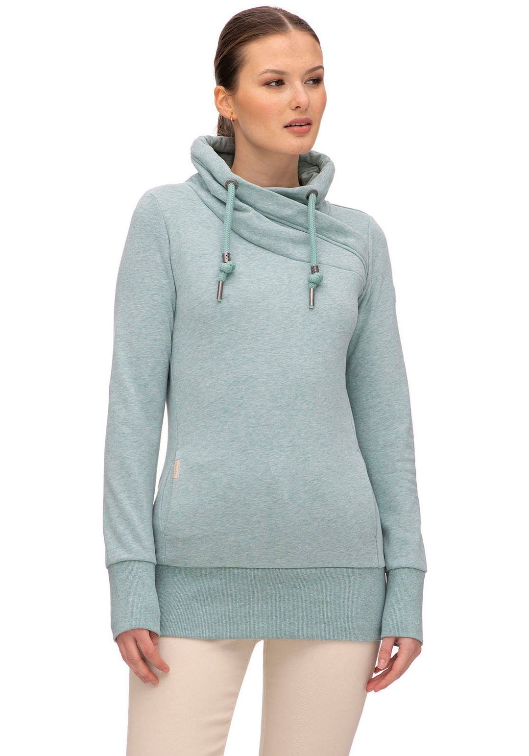 Ragwear Sweater NESKA extra Rippbündchen mit aqua Sweat breiten