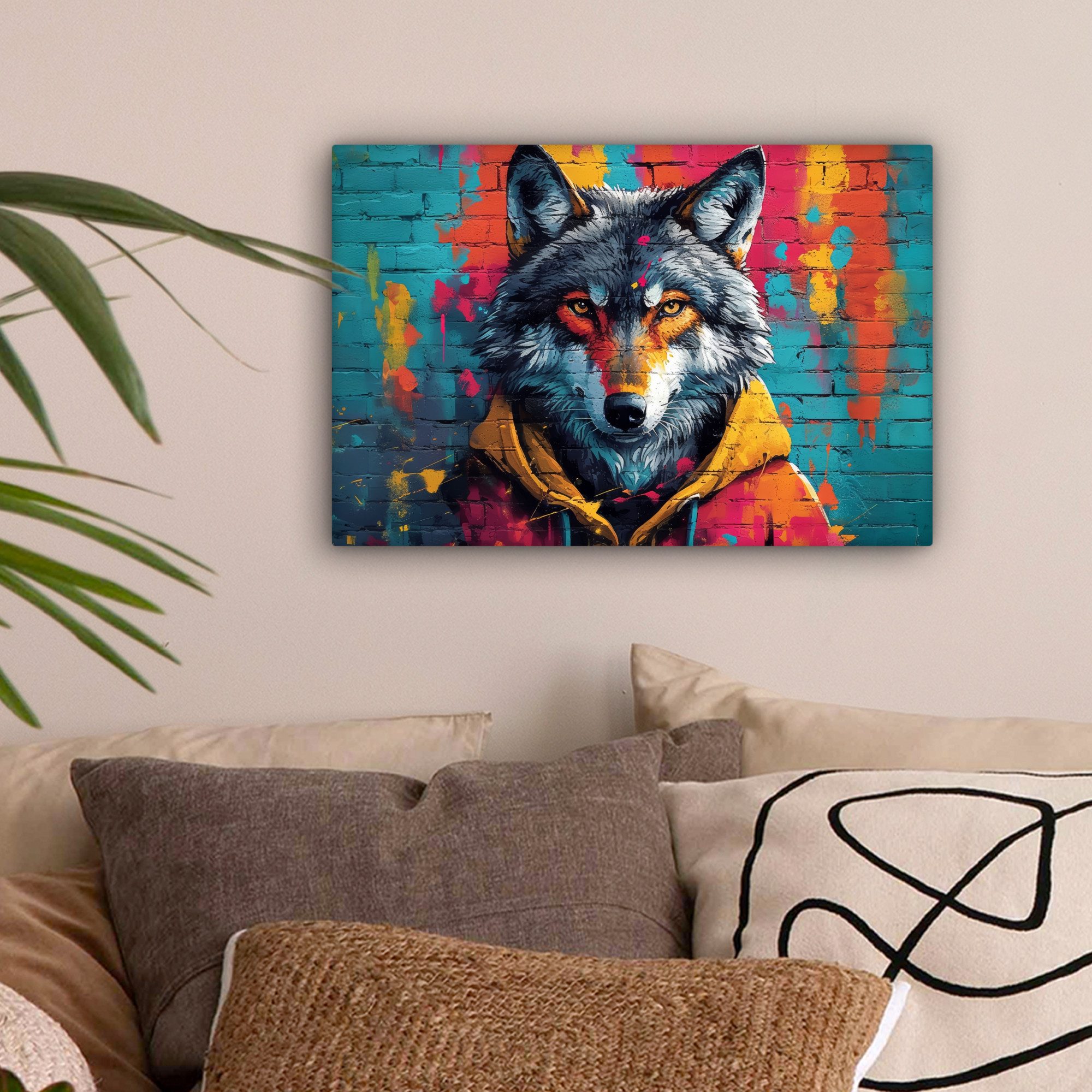 OneMillionCanvasses® Leinwandbild Graffiti - Wolf - günstig online kaufen