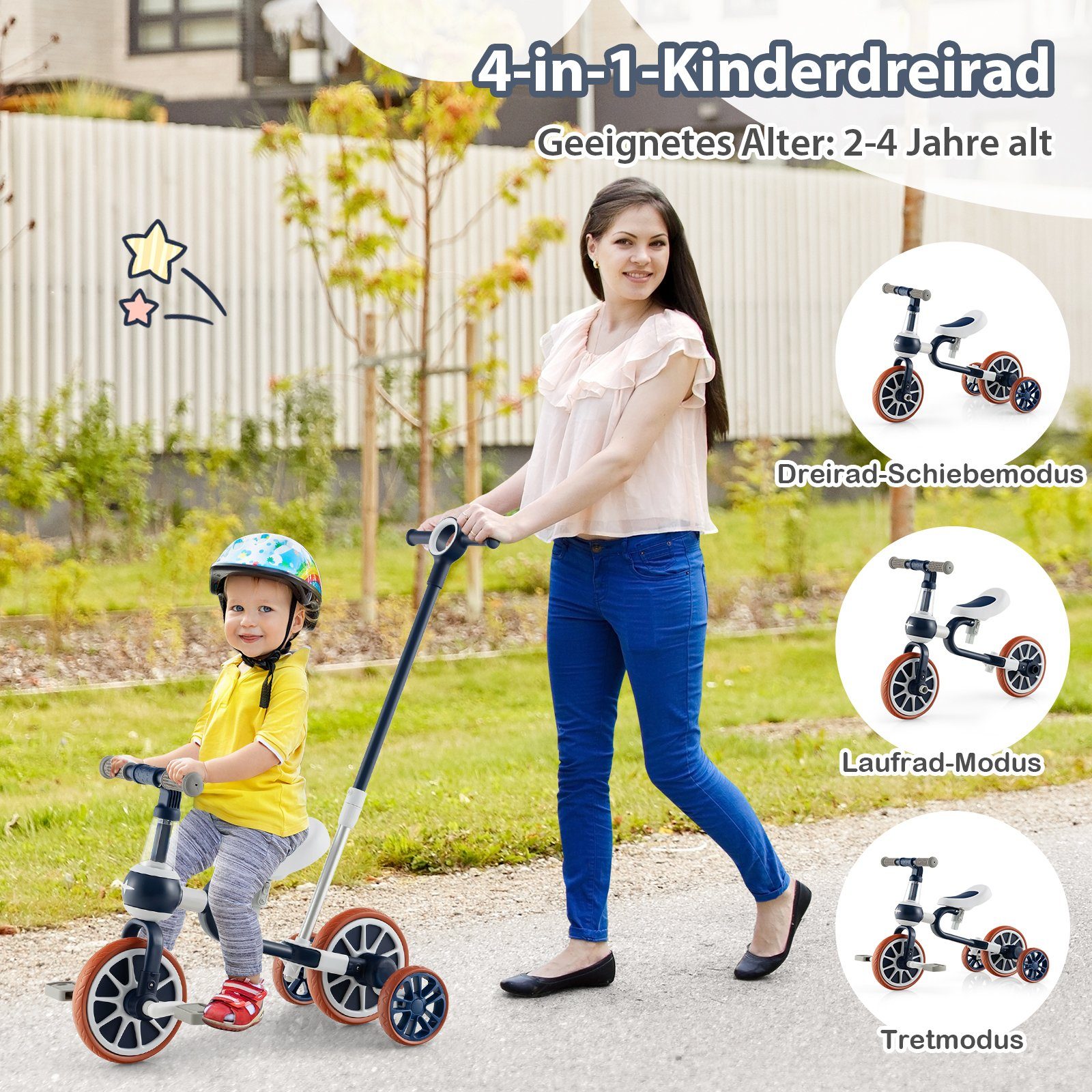COSTWAY Dreirad 4 in 1 Laufrad, günstig online kaufen