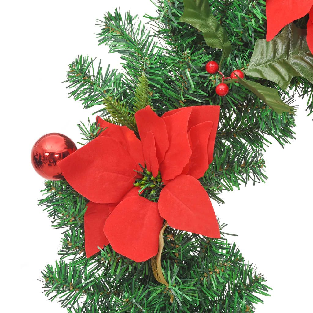 vidaXL Girlanden Weihnachtskranz mit LED-Leuchten Grün 60 cm PVC (1-tlg)