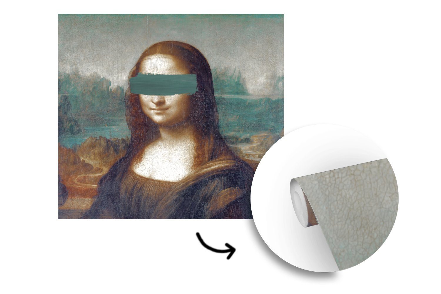 MuchoWow Fototapete Mona Lisa Wohnzimmer - Kunst, Vinci Leonardo Tapete Schlafzimmer, Vinyl Matt, (5 bedruckt, da Wandtapete für St), - oder