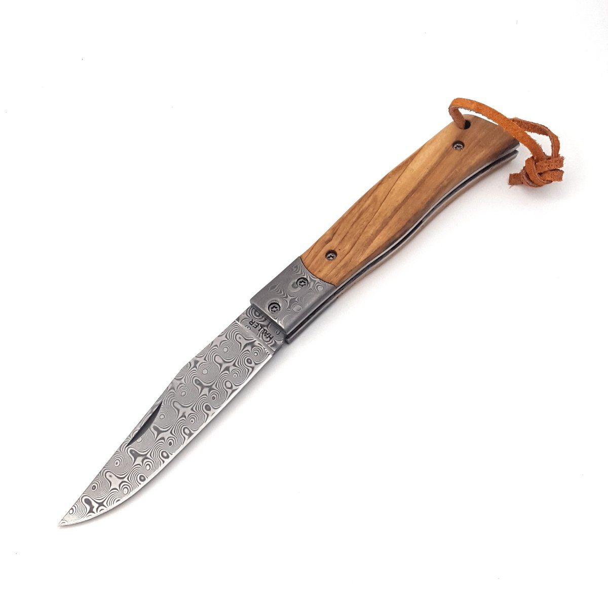 Haller Messer Taschenmesser Damast Messer rostfrei Olivenholzgriff Slipjoint | Taschenmesser