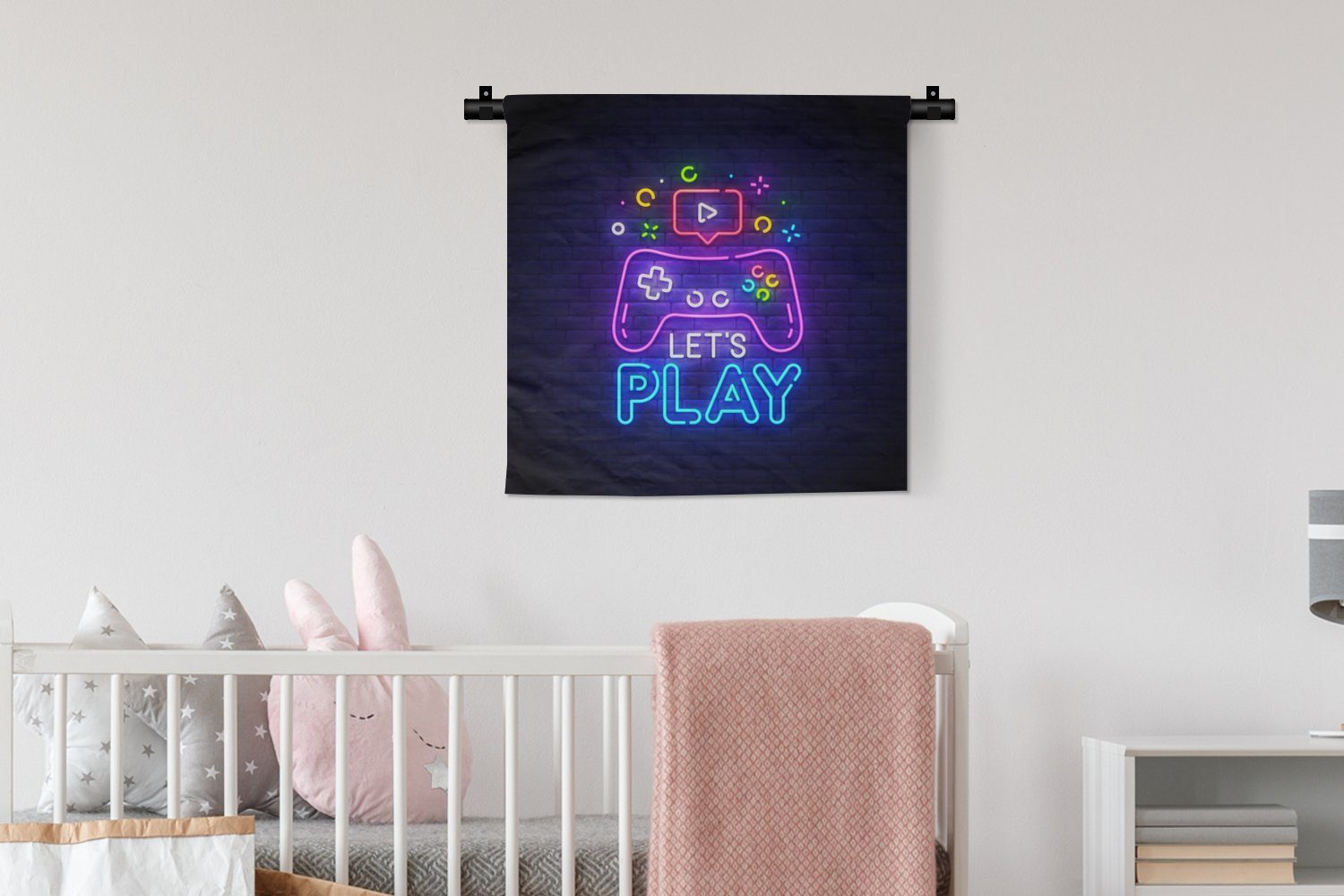 - Kleid, Spiele Let's Kinderzimmer Wanddekoobjekt - MuchoWow Play Controller Schlafzimmer, Wohnzimmer, für - Wanddeko Wandbehang, - Zitate, Neon