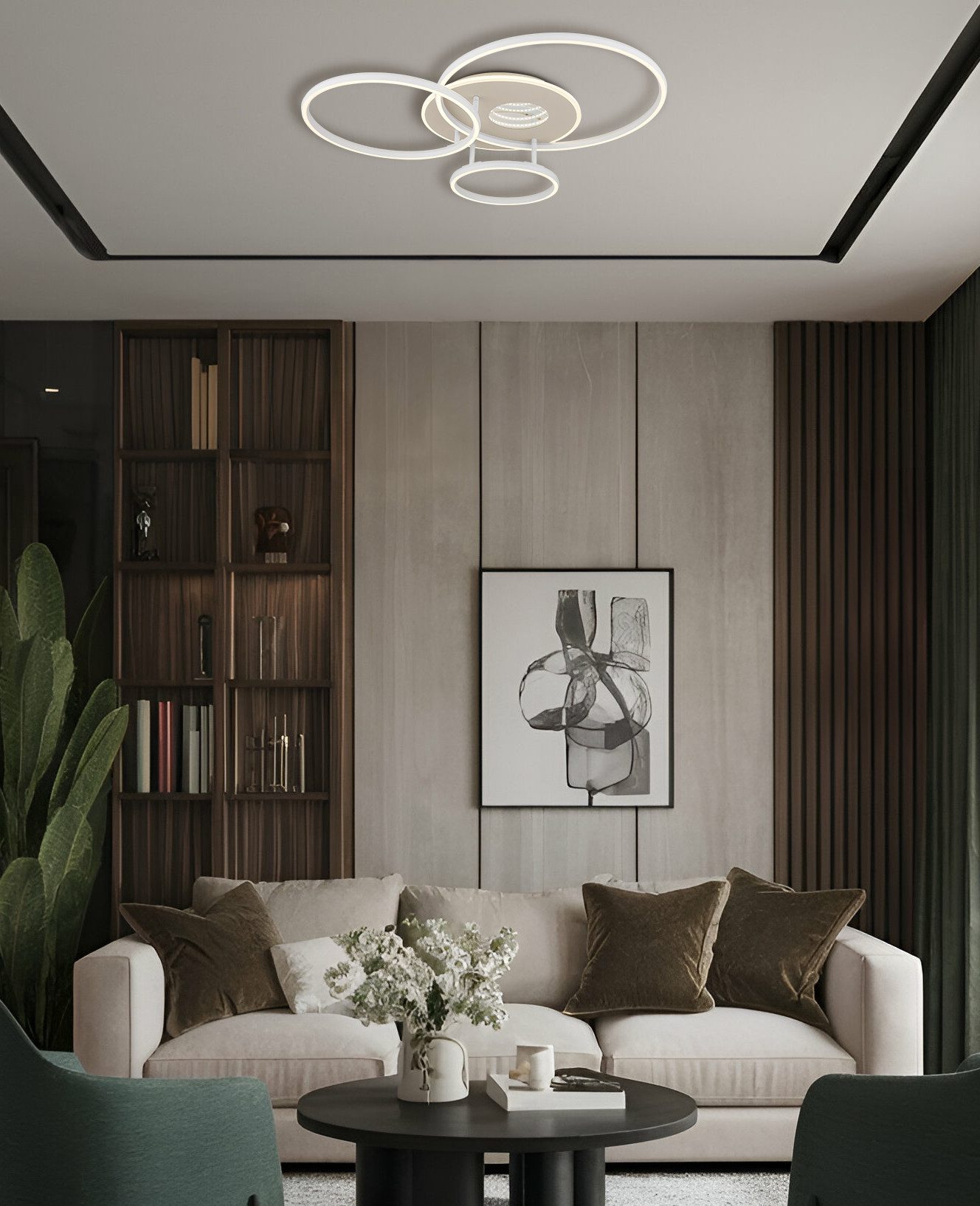 GLOBO LIGHTING Deckenleuchte INVERTINA, LED fest integriert, Deckenleuchte Sand/Weiß, Opal, Acryl 3D, dimmbar, LED 40W
