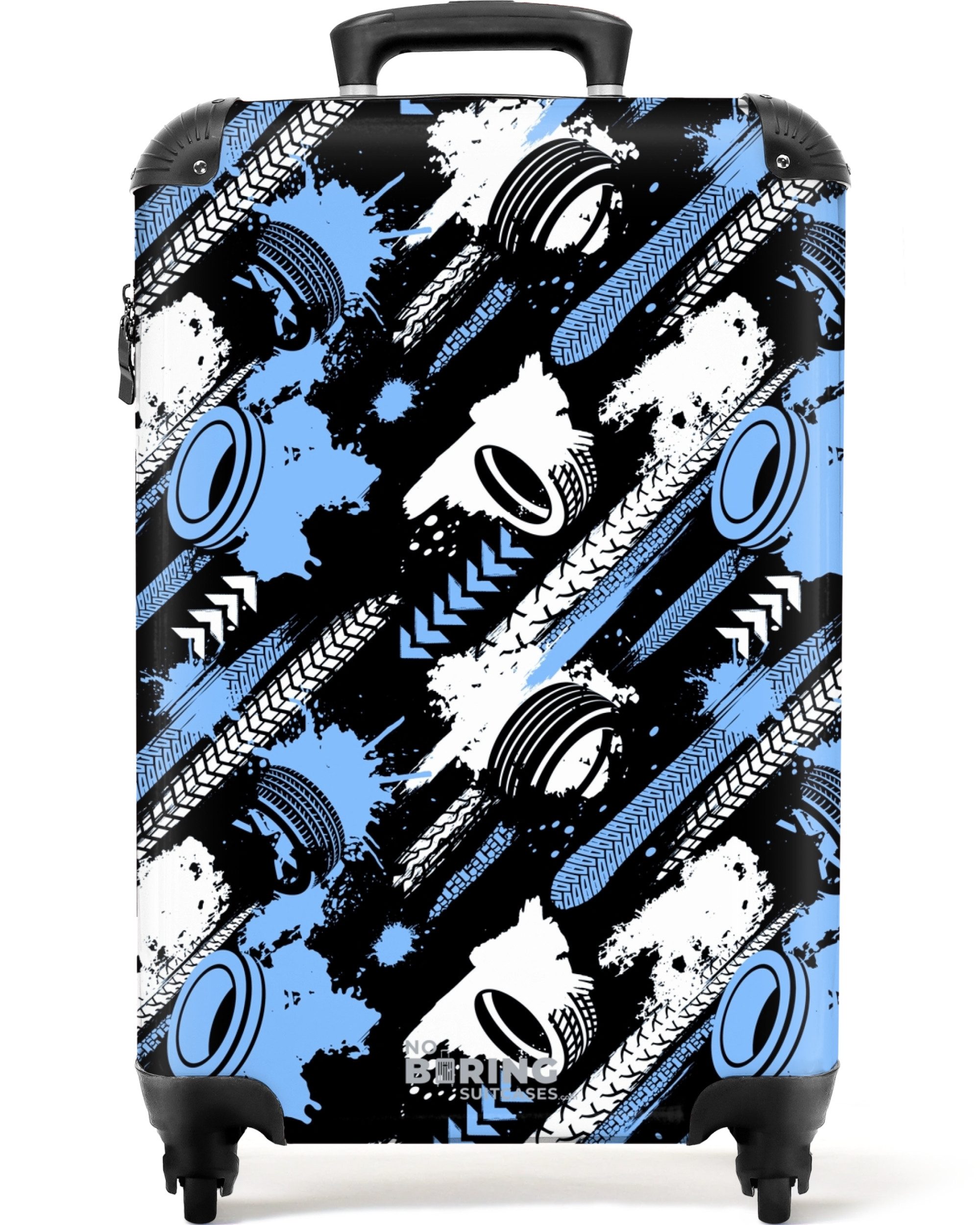 NoBoringSuitcases.com© Hartschalen-Trolley Blaue und graue Reifen günstig online kaufen