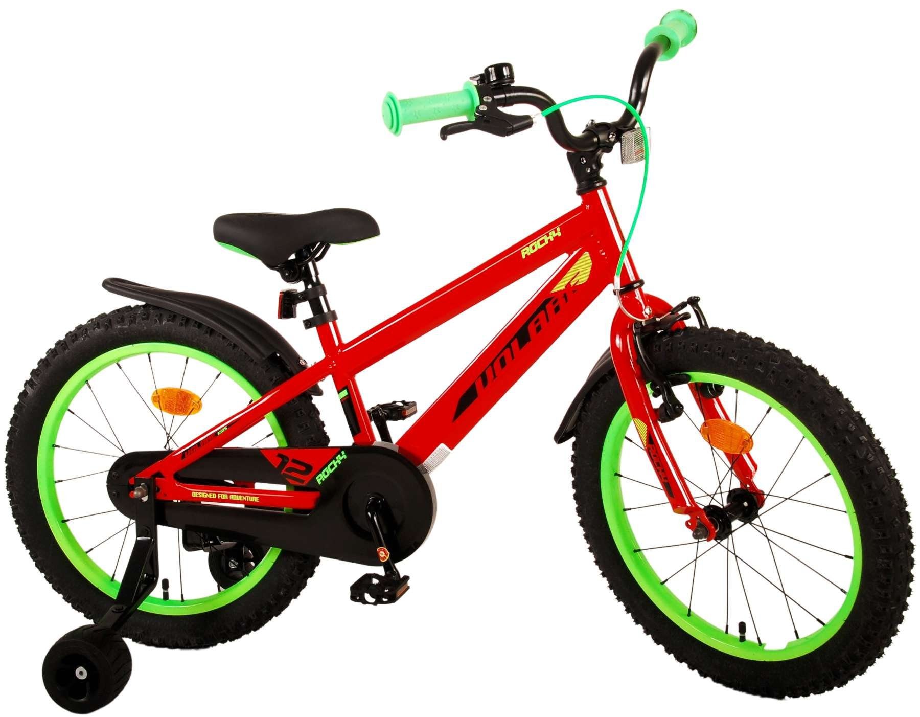 Volare Kinderfahrrad Rocky - Jungen - verschieden Farben und Größen - Rücktrittbremse, 85% zusammengebaut, bis 60 kg, 12,14,16 oder 18 Zoll, Stützräder
