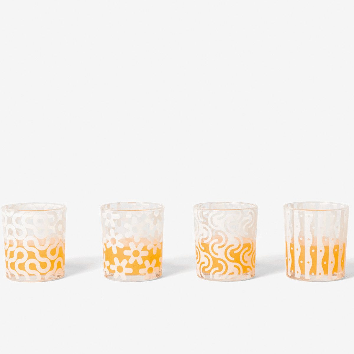 Glas Areaware Dusen Dusen Gläser, Muster, Weiß, 4 Stück