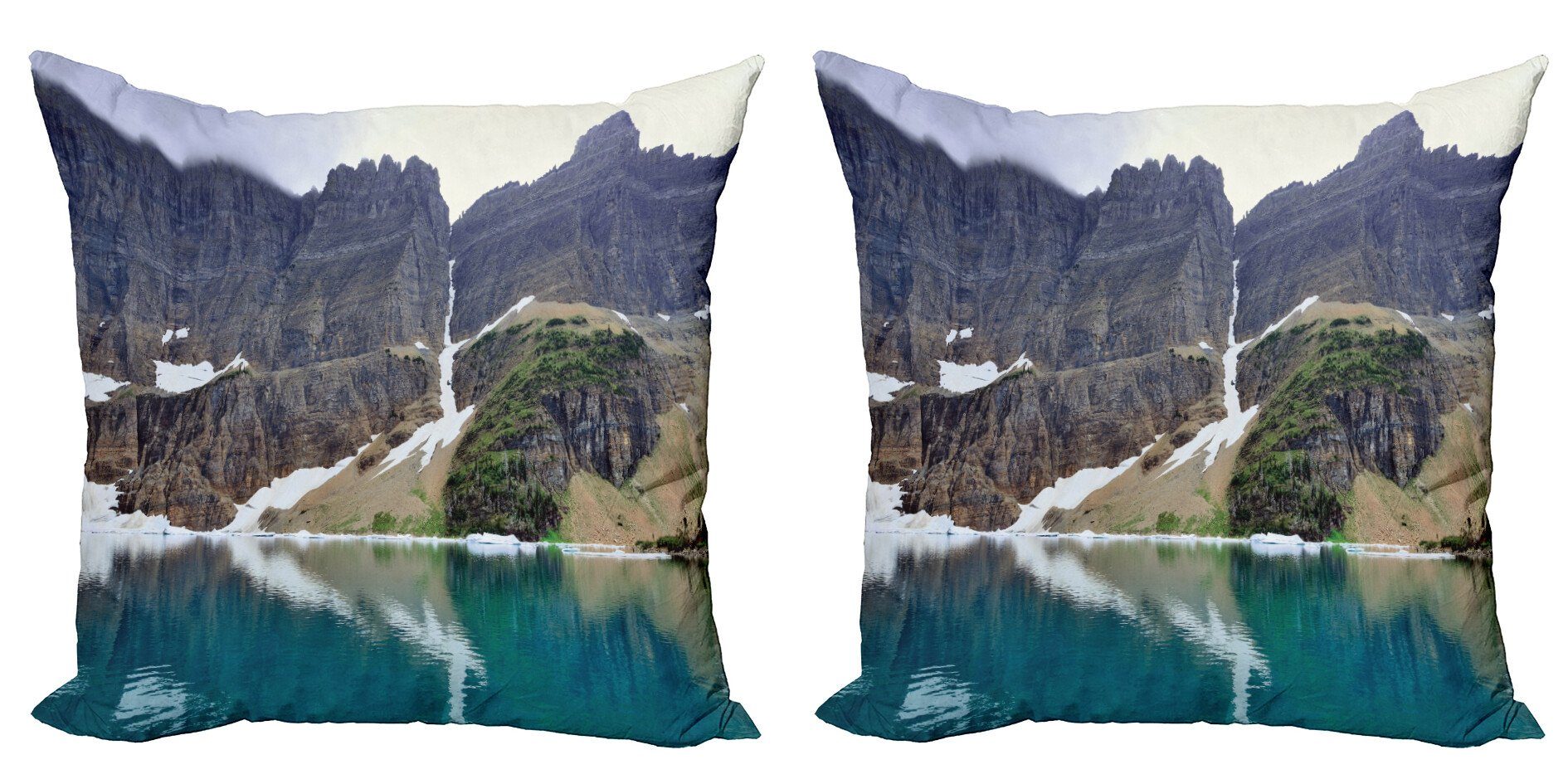 Kissenbezüge Modern Accent Doppelseitiger Digitaldruck, Abakuhaus (2 Stück), Ice Berg See im Glacier National
