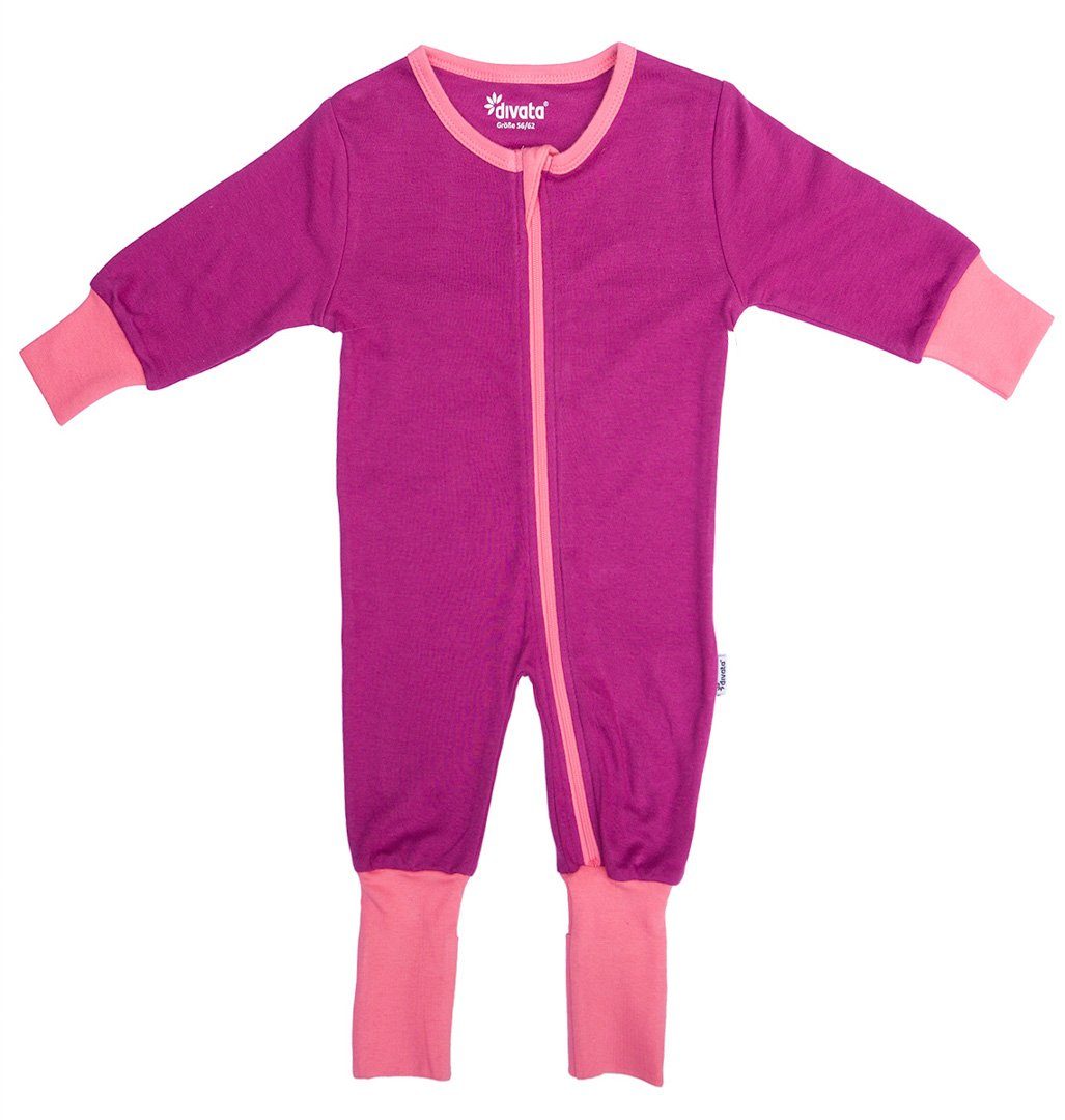 divata Strampler Baby Strampler Overall mit Klappfüßen - mit Füßen und ohne Füße nutzbar - für Mädchen, aus Baumwolle - Frühchen Kleidung ab Gr. 44