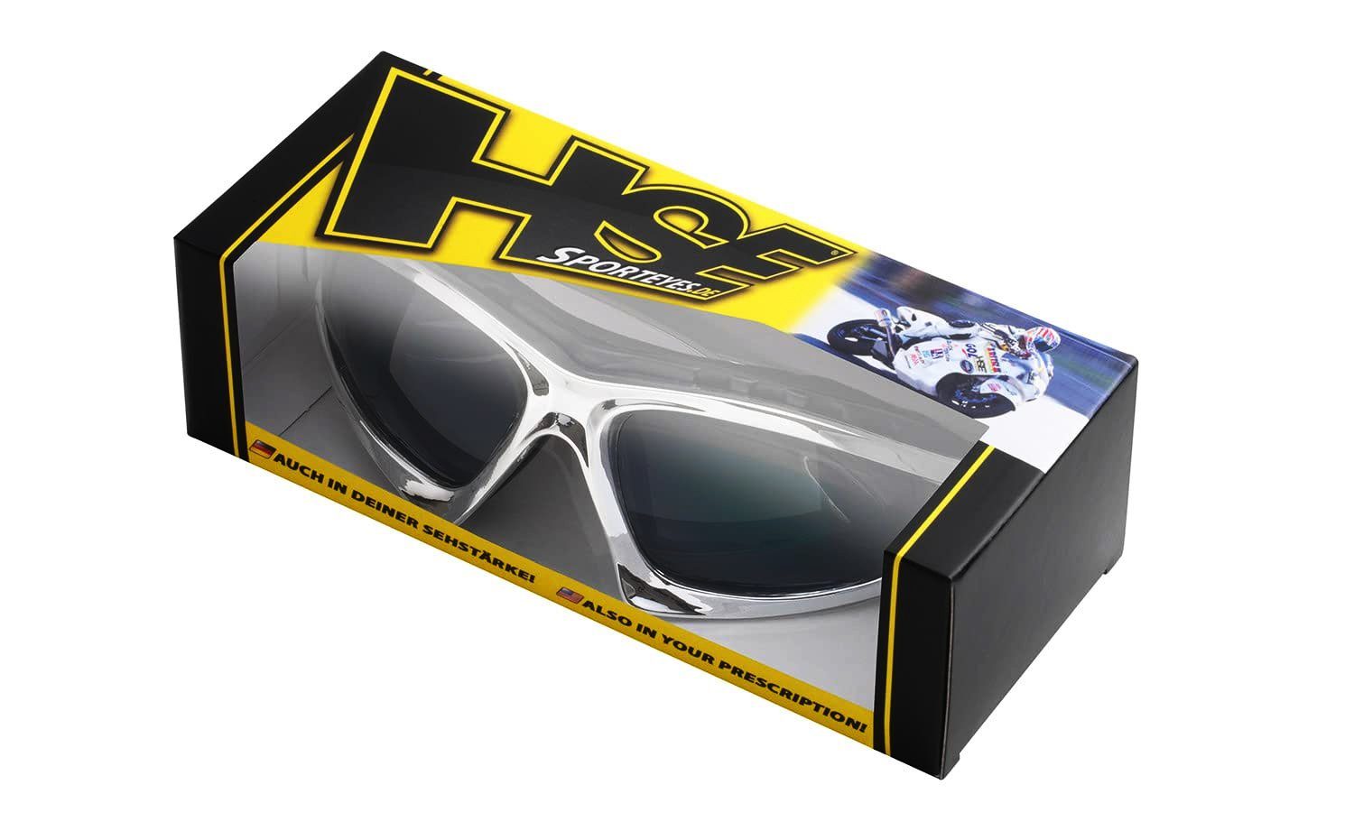 HSE - SportEyes Motorradbrille FALCON-X, Steinschlagbeständig durch Kunststoff-Sicherheitsglas