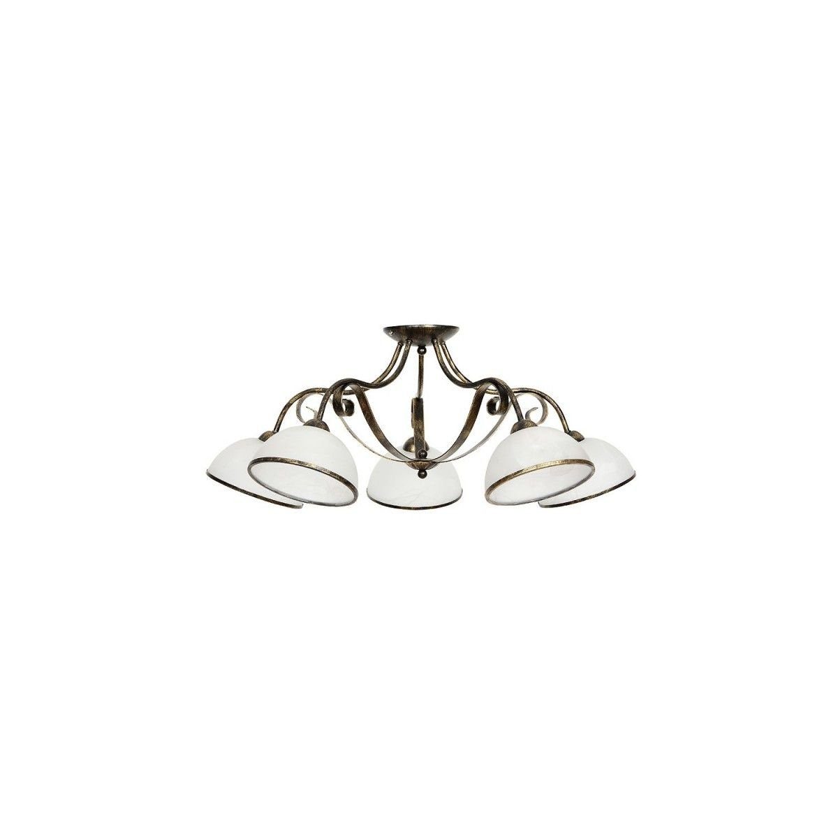 Licht-Erlebnisse Deckenleuchte ANTICA, ohne Leuchtmittel, Deckenlampe Wohnzimmer Esszimmer in Messing Weiß Glas Schirm