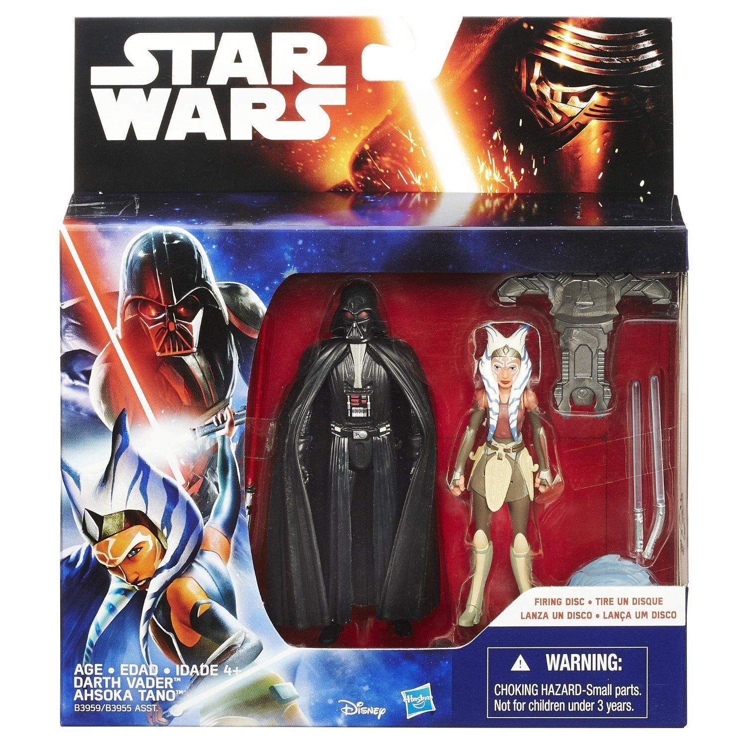 Star Wars Spielfigur Darth Vader und Ashoka Tano Spielfiguren mit Schleuderscheibe Disney, (B3959, 2 Figuren + Schleuder Scheibe)